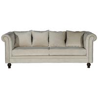 Chesterfield-Sofa Velvet - Creme, Design, Textil (217/80/88cm) - Livetastic