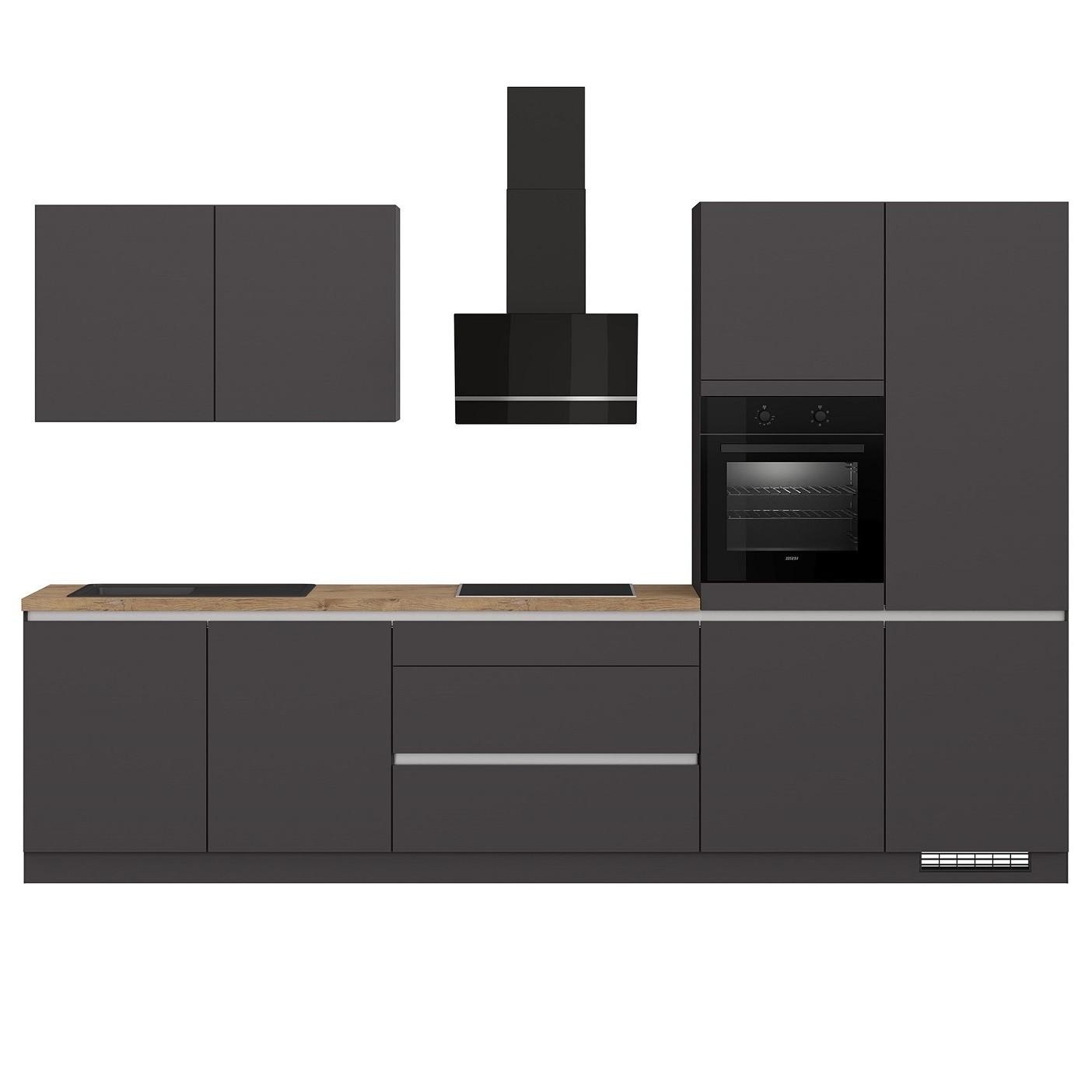 Küchenblock Ip 3150 - Eichefarben/Graphitfarben, Trend, Holzwerkstoff (340cm) - Impuls