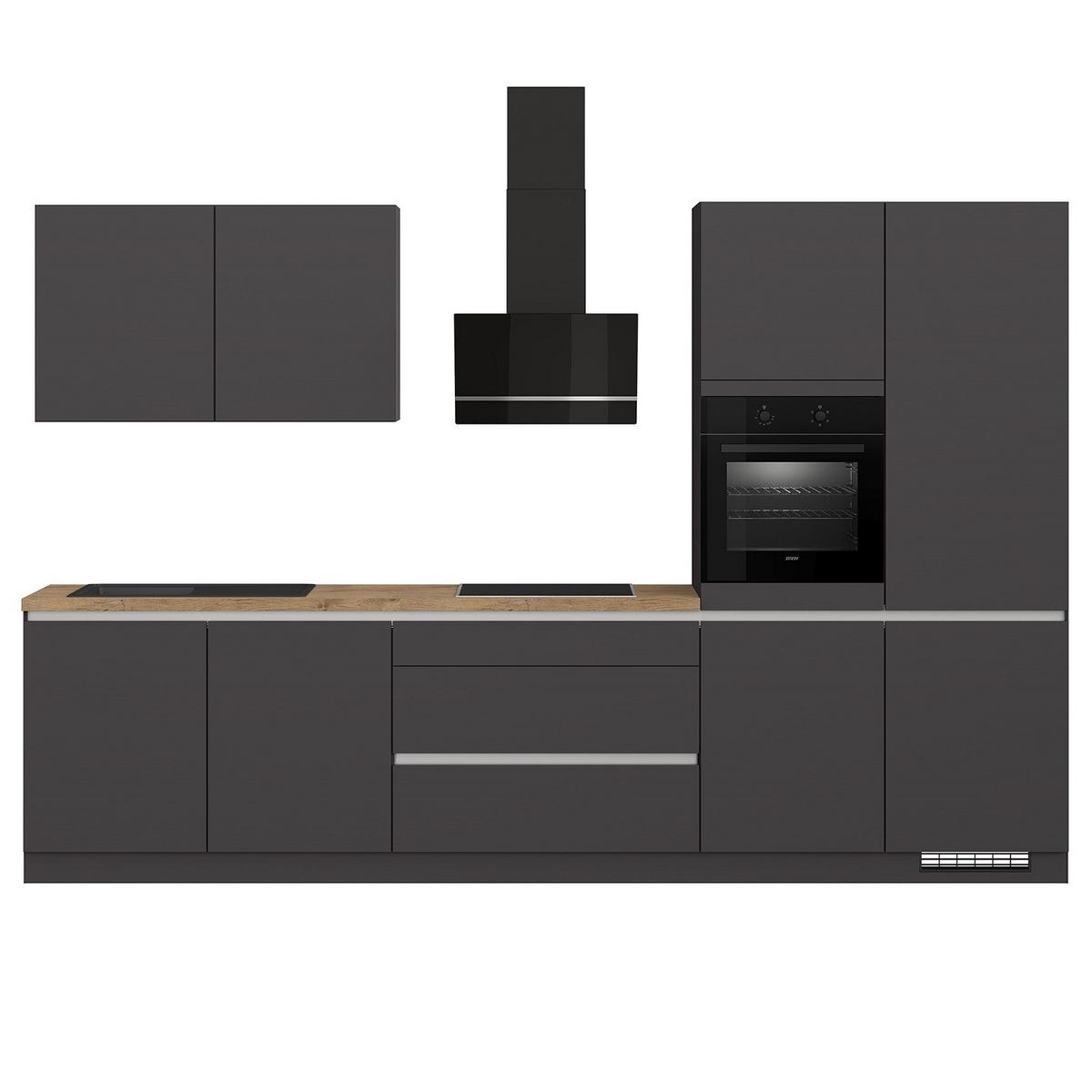 Küchenblock Ip 3150 - Eichefarben/Graphitfarben, Trend, Holzwerkstoff (340cm) - Impuls