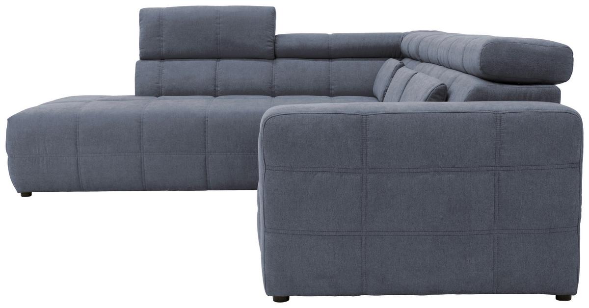 Ecksofa + Kopfteilverstellung Brandon Dunkelgrau Mikrofaser - Dunkelgrau/Schwarz, Design, Textil (228/275cm) - MID.YOU