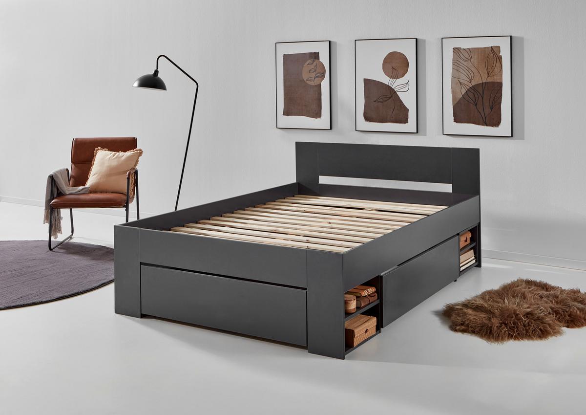 Ágykeret Azurro 140/200 Cm - antracit, Modern, faalapú anyag (140/200cm)