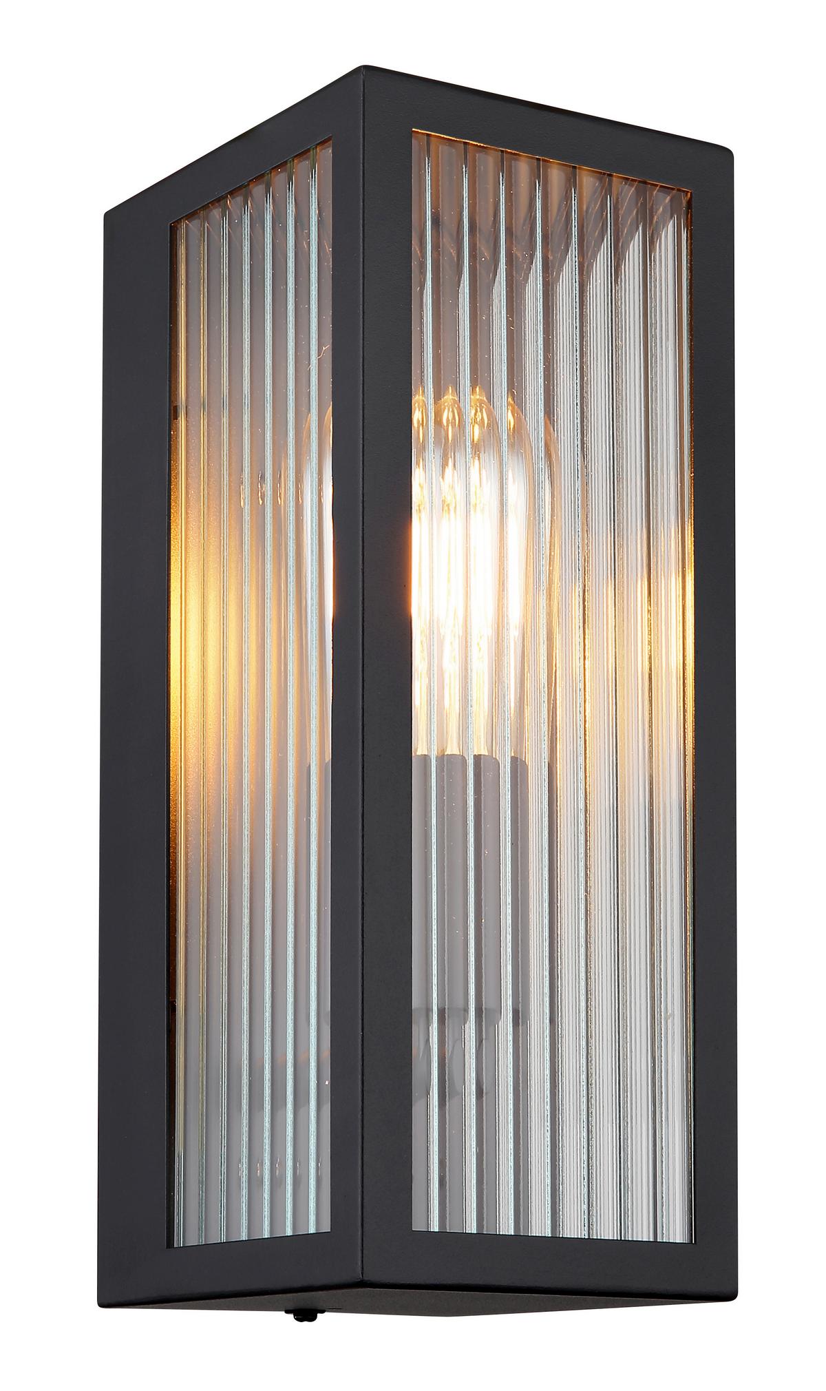 Außenleuchte 31980 - Klar/Schwarz, Basics, Glas/Metall (12/14/32cm) - Globo