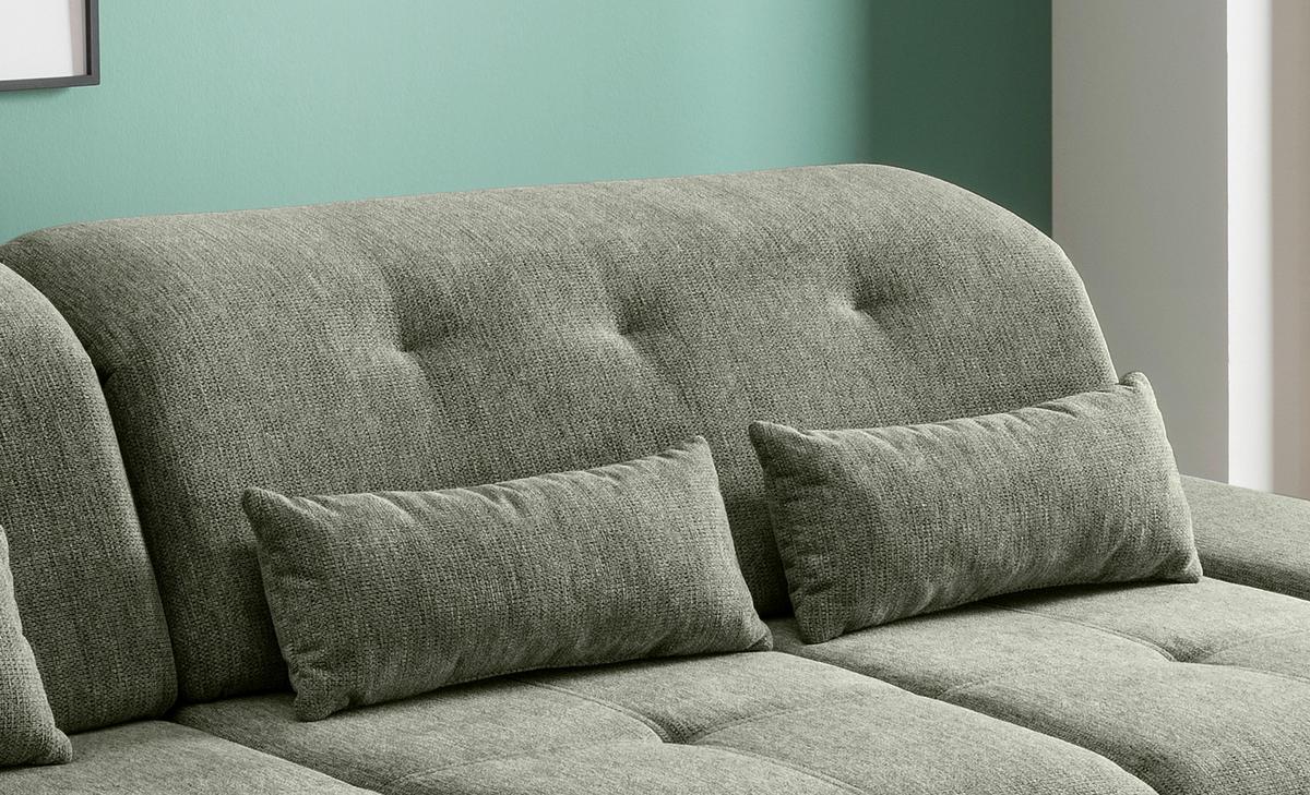 Ecksofa Dalida Dunkelgrün S: 196x300cm - Chromfarben/Dunkelgrün, Design, Textil (196/300cm) - Livetastic