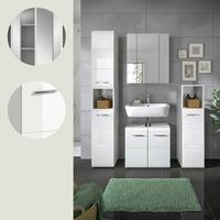 Badezimmer Ice Weiß Hg B: 120 Cm - Weiß Hochglanz/Schwarz, MODERN, Holzwerkstoff (120/185/31cm) - MID.YOU