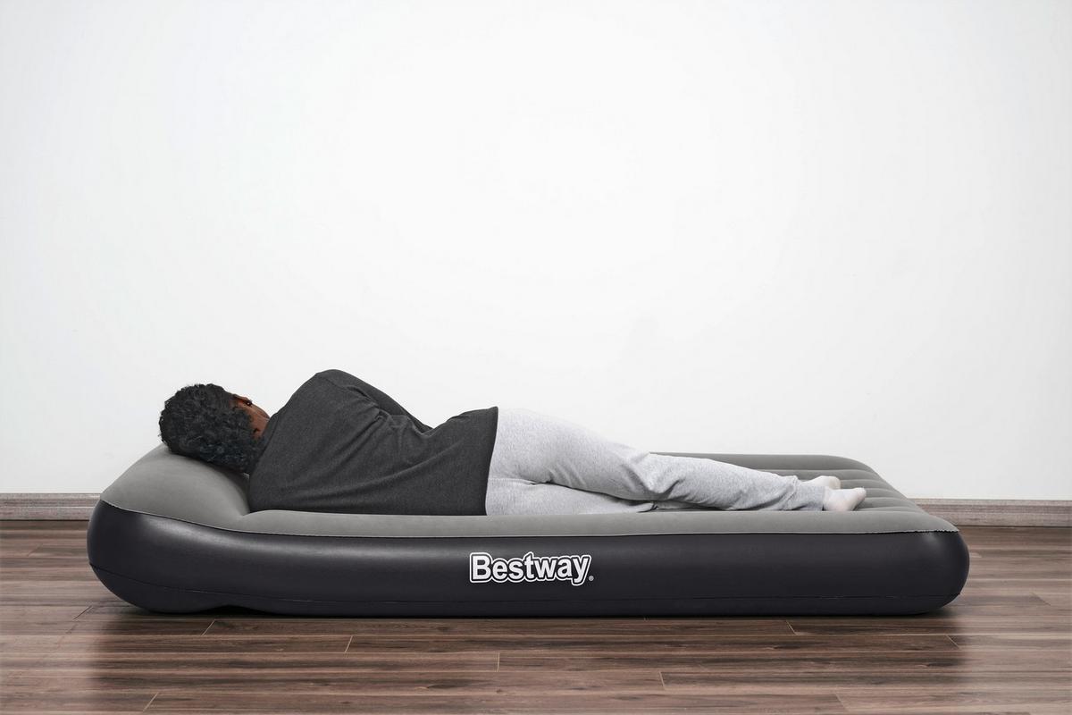 Luftbett Lisha 191x137x30 cm Bis 300kg, inkl. Pumpe - Dunkelgrau/Schwarz, KONVENTIONELL, Kunststoff/Metall (191/137/30cm) - Bestway