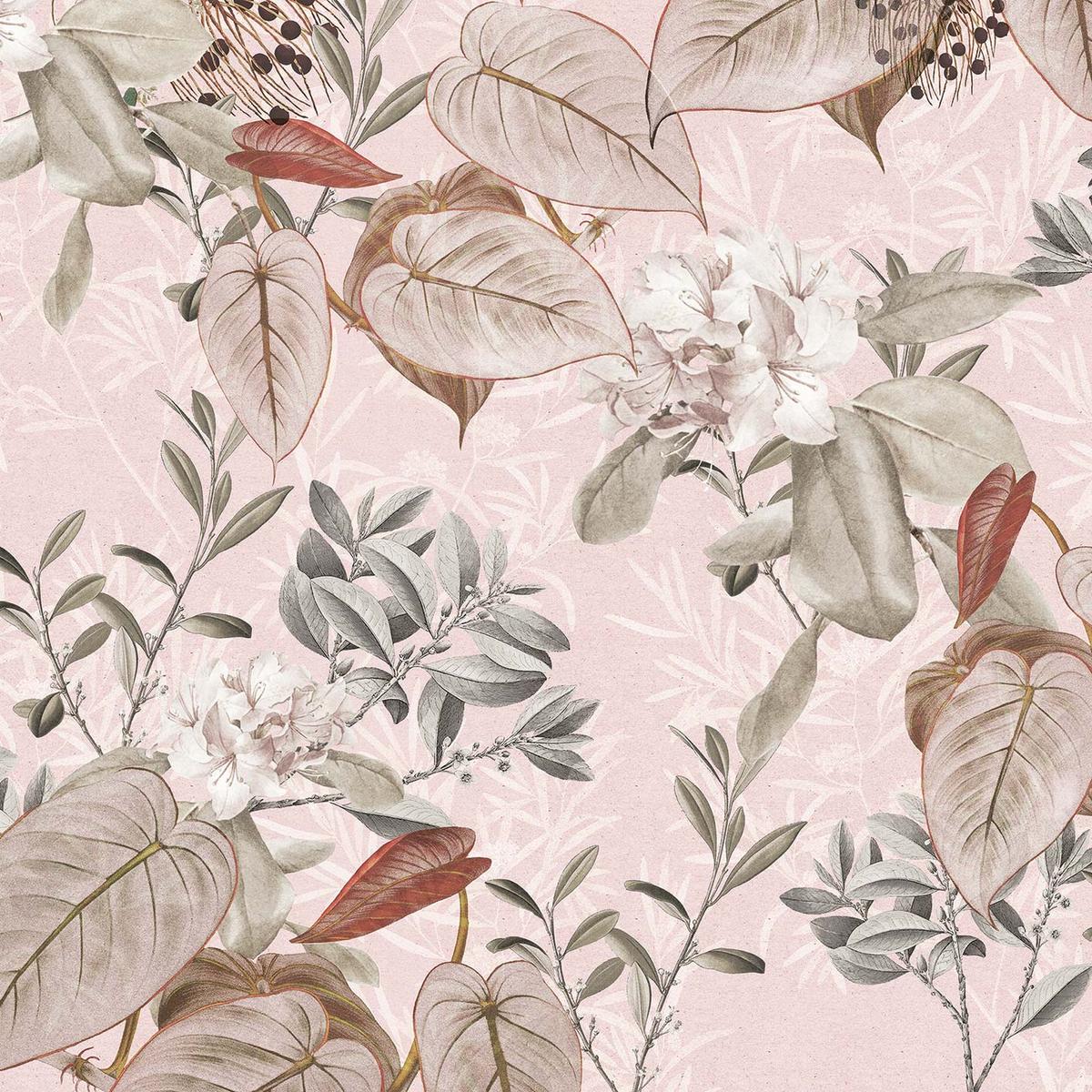 Vliestapete Kalina - Braun/Rosa, Natur (350/250cm)