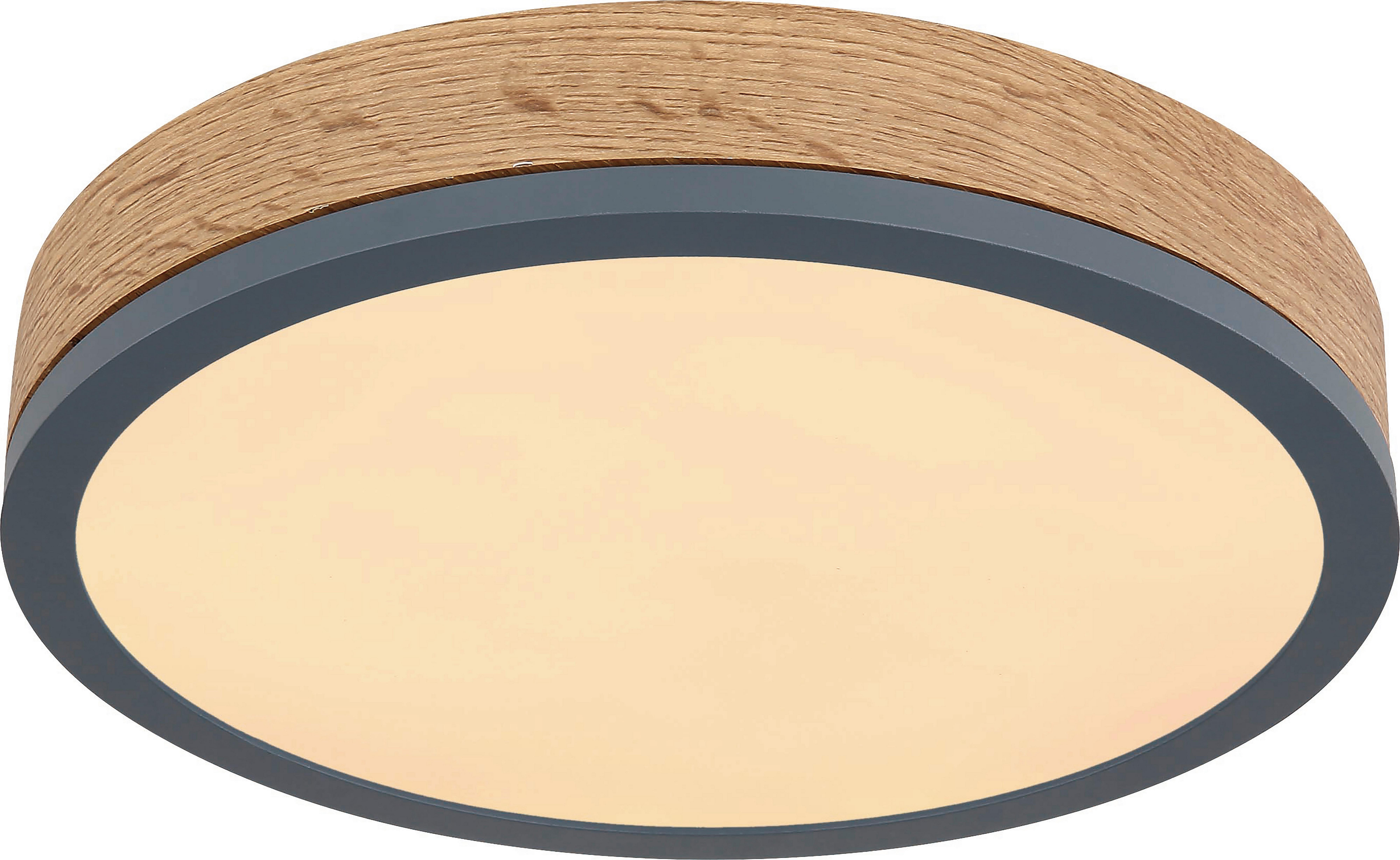 LED-Deckenleuchte Edwin Ø 30 cm Warmweißes Licht - Eichefarben/Opal, MODERN, Kunststoff/Metall (30/8,5cm) - Luca Bessoni