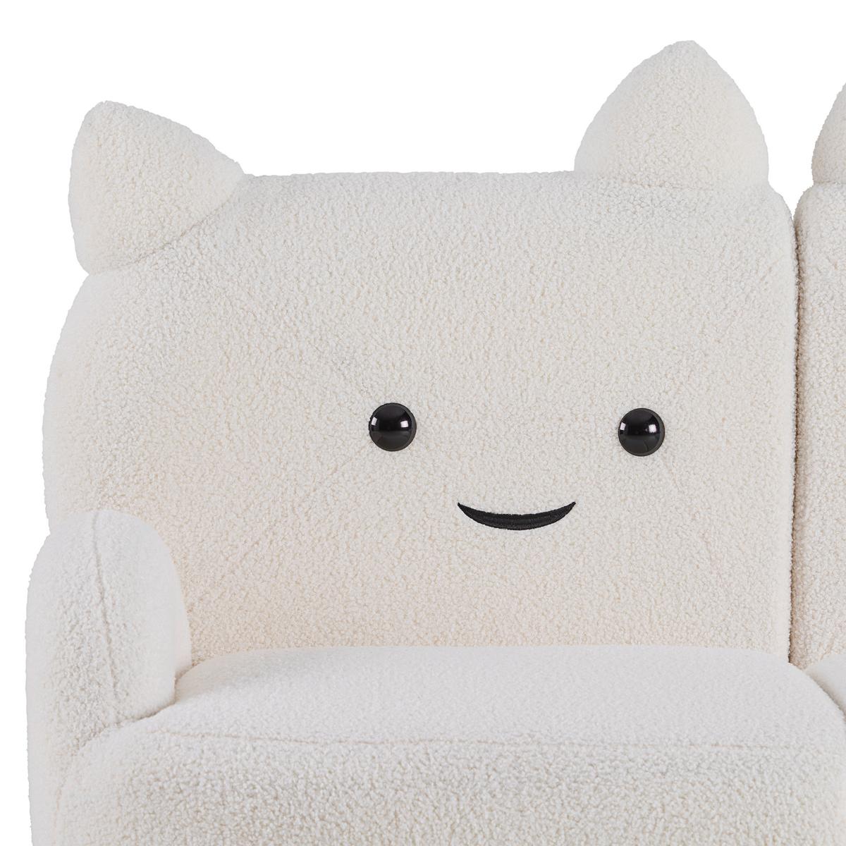 Pohovka KITTI, bílá tkanina TEDDY - bílá, Romantický / Rustikální, dřevo/textil (121/42/78cm) - Premium Living