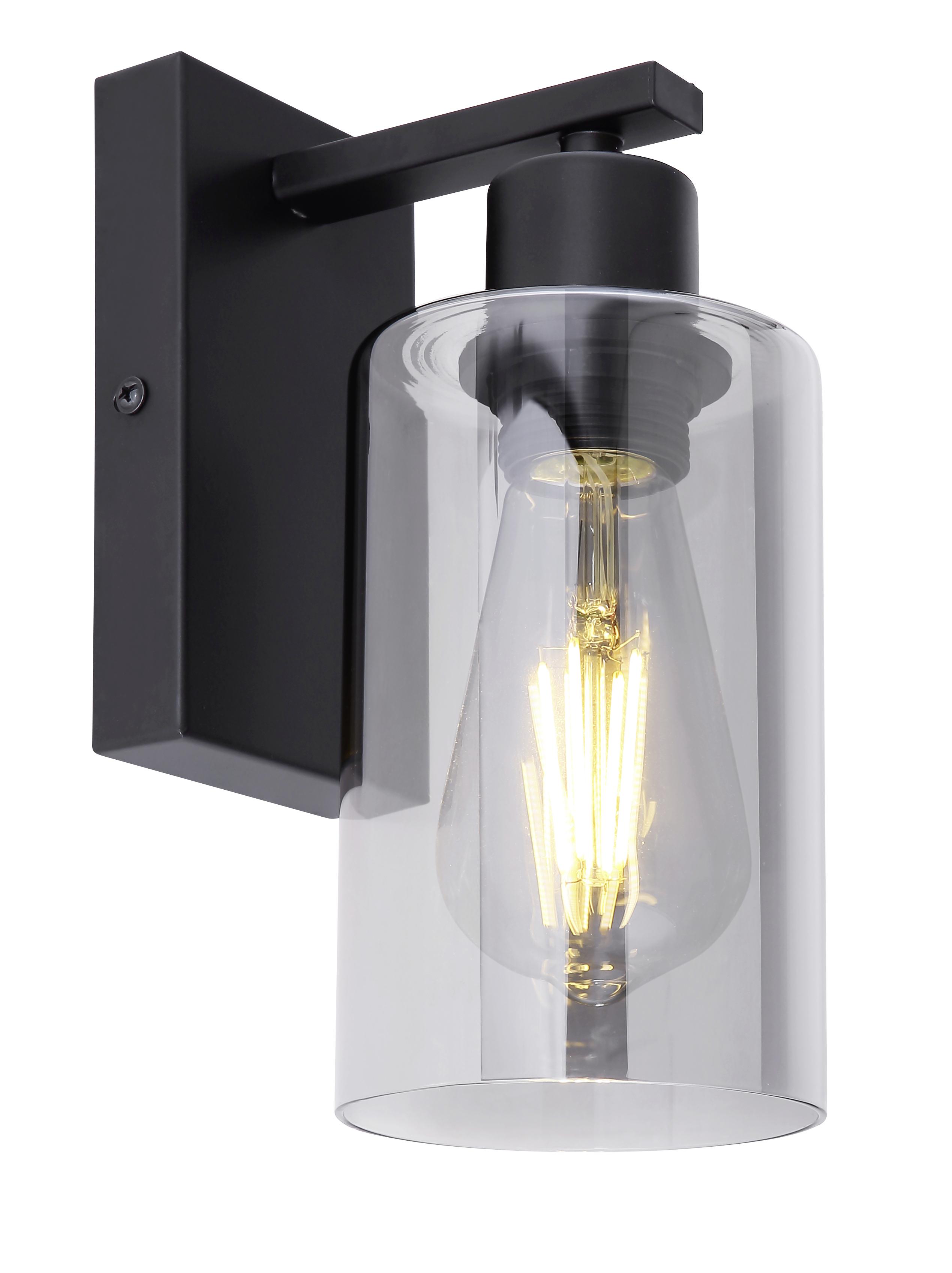 Wandleuchte 1-Flammig Grau/Schwarz - Schwarz/Grau, Design, Glas/Metall (10/15/23cm) - Globo