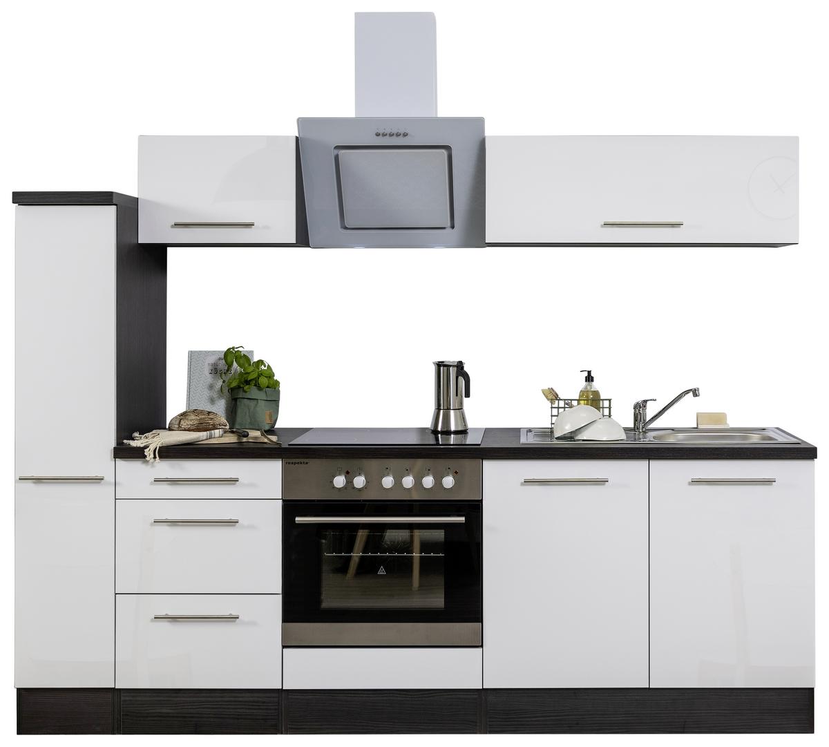Küchenzeile Rp240ewc mit Geräte 240 cm Grau/Weiß - Weiß/Grau, Basics, Holzwerkstoff (240cm) - Respekta
