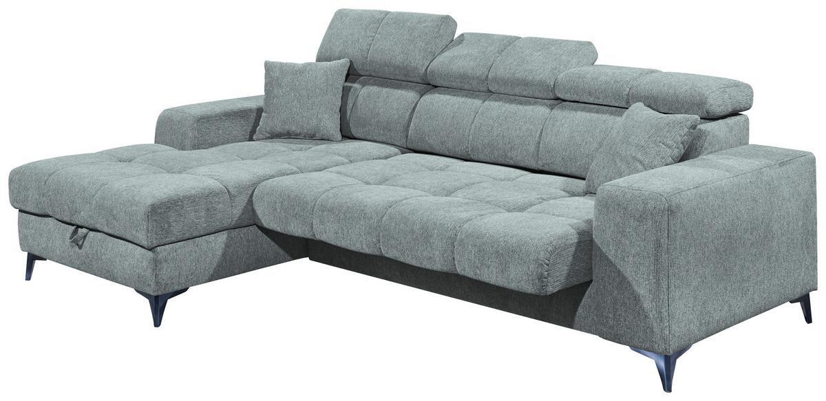 Ecksofa Sydney Hellblau S: 172/268 cm - Schwarz/Hellblau, KONVENTIONELL, Textil (172/268cm) - MID.YOU
