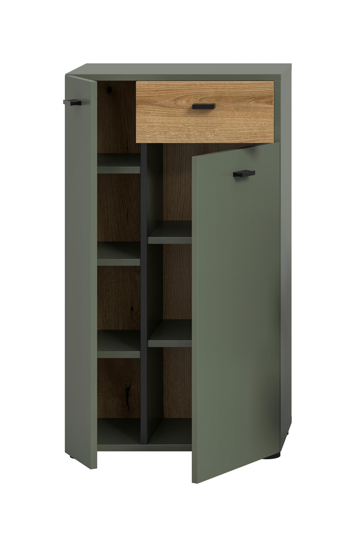 Midischrank Aqua Grün/Eichefarben B: 51cm - Eichefarben/Schwarz, Trend, Holzwerkstoff (51/91/30cm) - MID.YOU