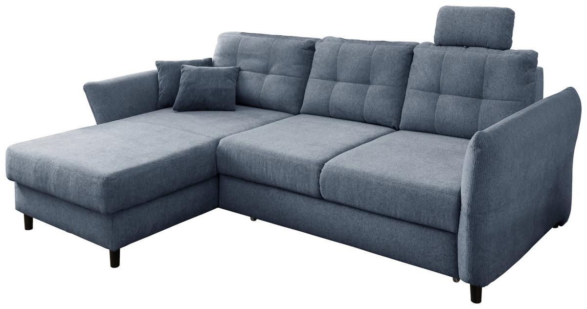 Ecksofa Brizzini Hellblau S: 176/250-280 cm - Blau/Schwarz, MODERN, Holz/Textil (176/250-280cm) - Livetastic