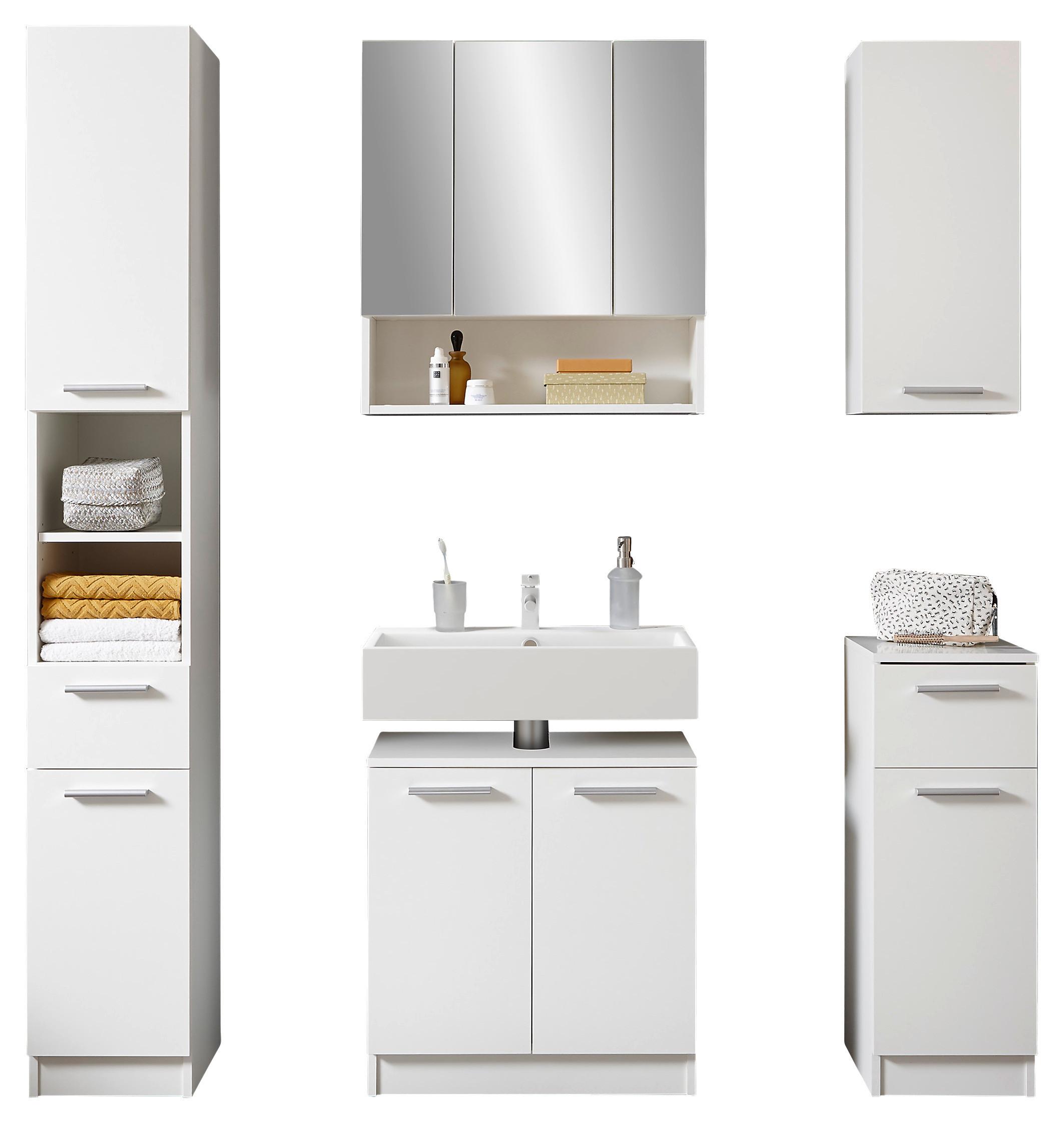 Fürdőszoba Bútorszett 5 Részes Bob - fehér, Basics (120cm) - Livetastic