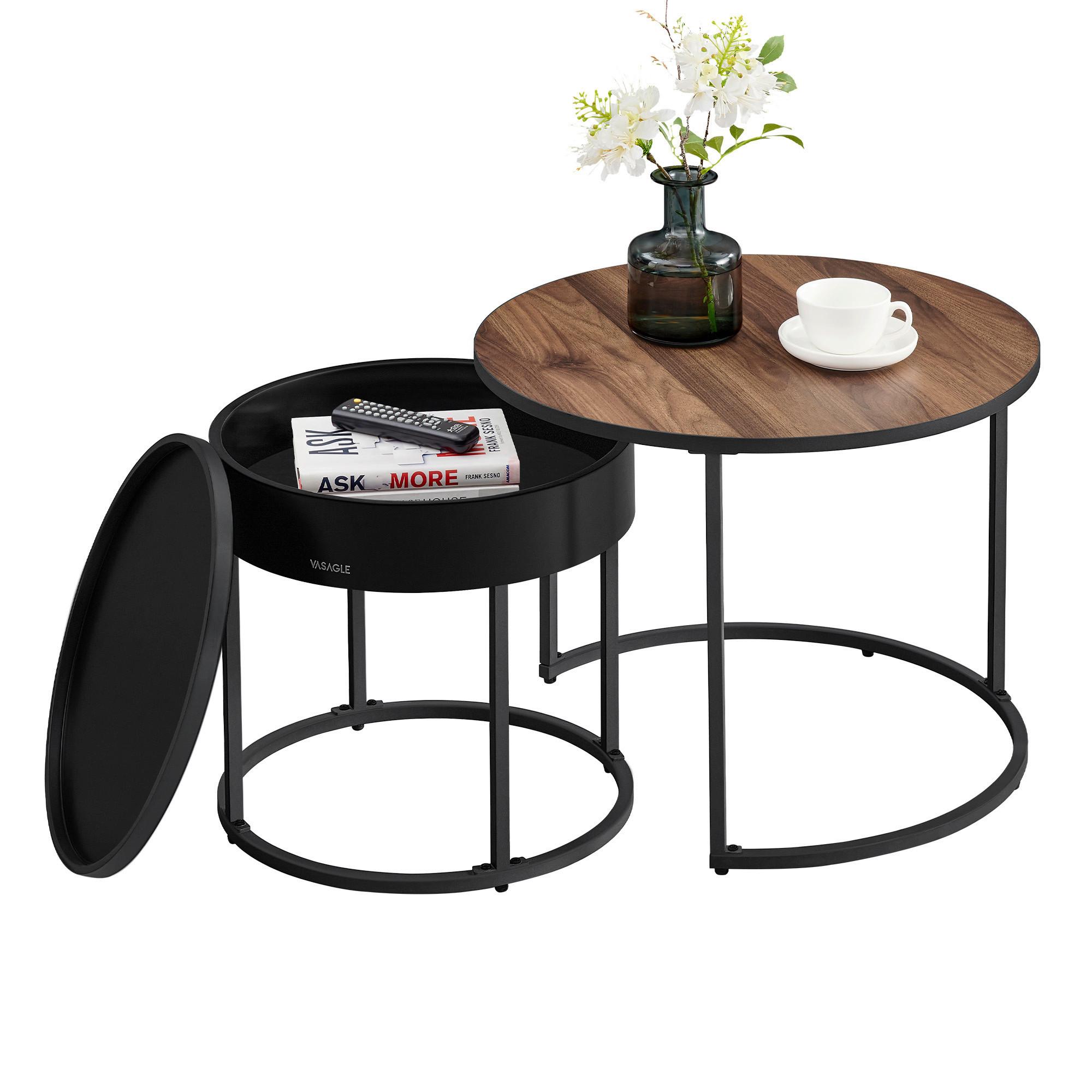 KONFERENČNÍ STOLEK COFFEE TABLE - černá/barvy vlašských ořechů, Moderní, kov/kompozitní dřevo (60/60/45cm) - MID.YOU