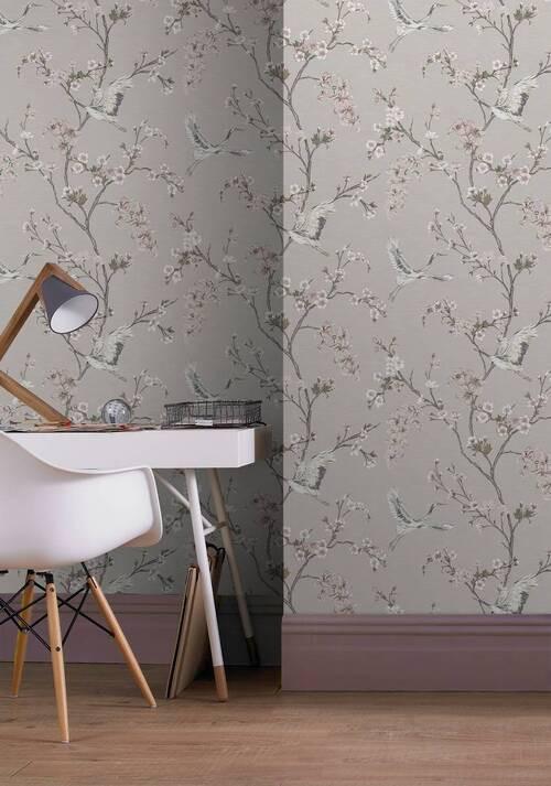 Vliestapete Alexa Kran, Taupe/Rosa - Taupe/Rosa, Basics, Papier/Kunststoff (52/1000cm)