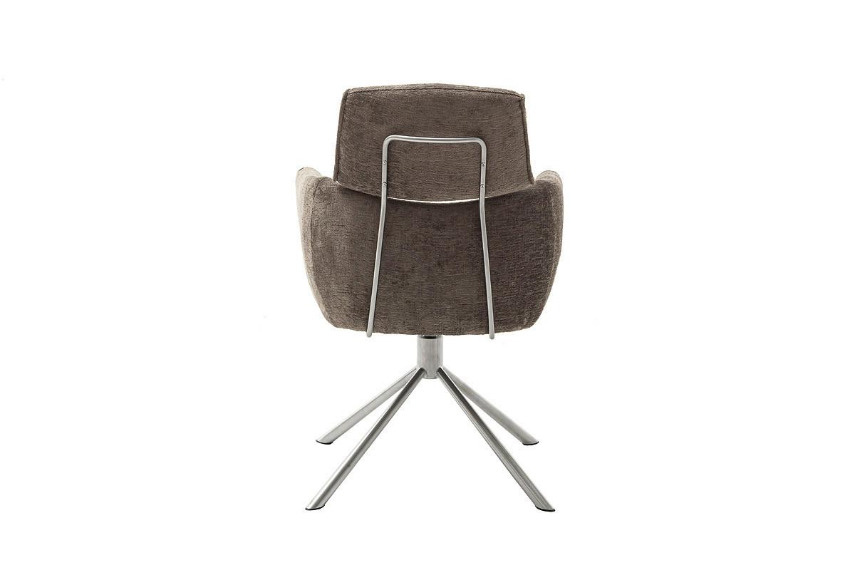 Armlehnstuhl Quebec Chenille Braun 360° drehbar - Edelstahlfarben/Schwarz, KONVENTIONELL, Textil/Metall (60/92/64cm)