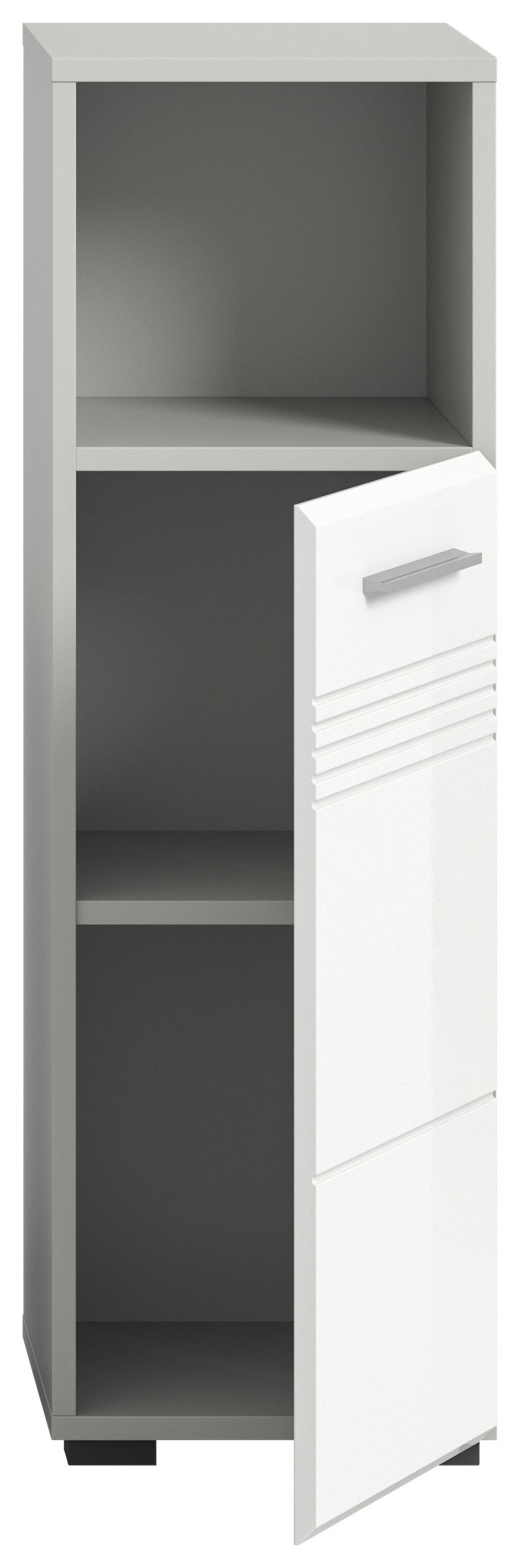 Unterschrank Copa B: 30 cm Weiß/Grau - Weiß Hochglanz/Schwarz, MODERN, Holzwerkstoff (30/95/30cm) - MID.YOU