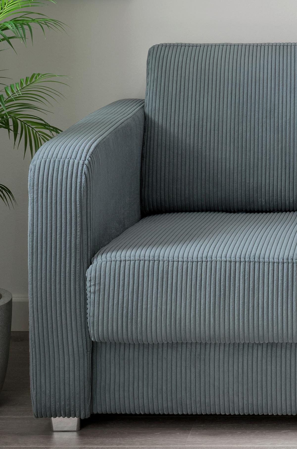 Schlafsofa Mia, Petrol B: 159 Cm - Chromfarben/Petrol, Basics, Textil (159/88/87cm) - Livetastic