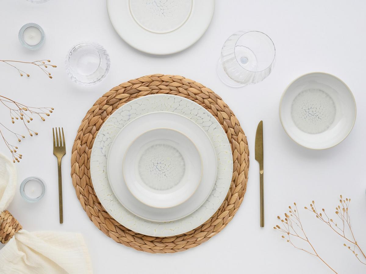 Tafelservice Unico Toscania Steinzeug, Creme 12-teilig - Creme/Weiß, Basics, Keramik - Creatable