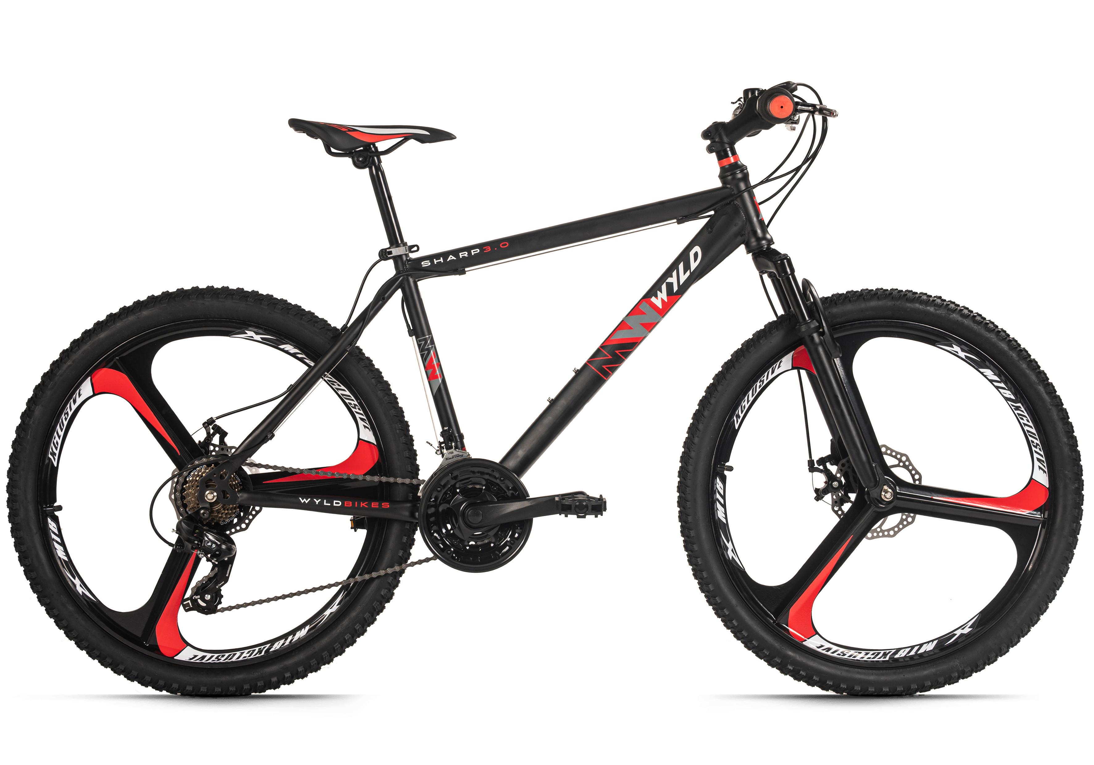 Mountainbike Schwarz/rot 26 Zoll, Rahmen 51 Cm - Schwarz, MODERN, Metall (25/140/60cm)