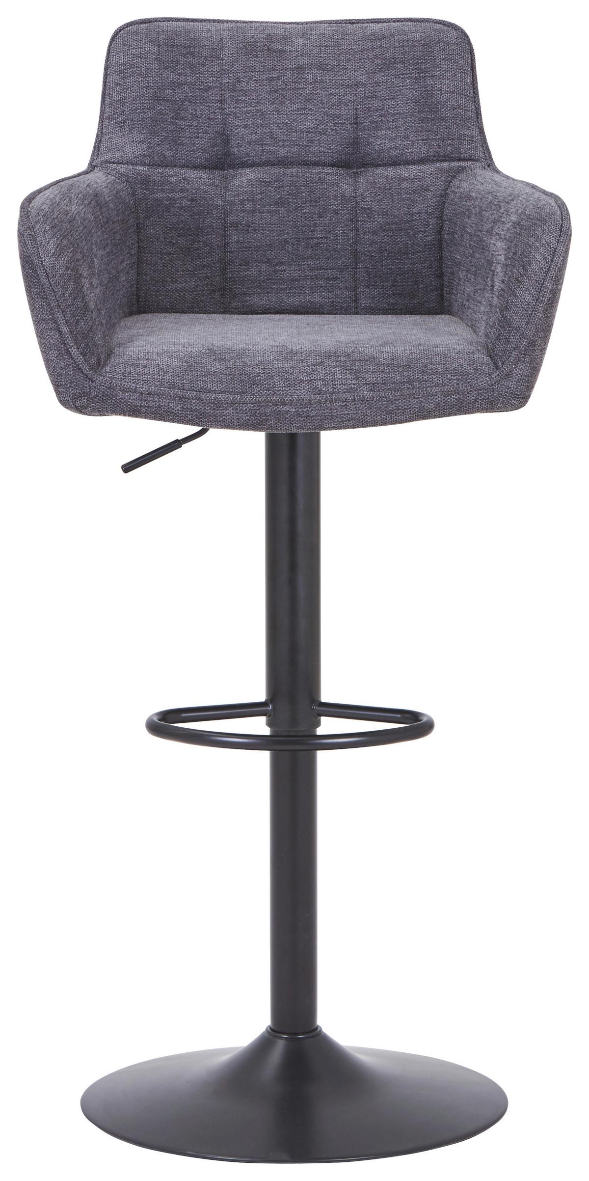 Barhocker Luigi Grau höhenverstellbar, B: 54,5 cm - Schwarz/Grau, MODERN, Textil/Metall (54,5/111,5/51,5cm) - Livetastic