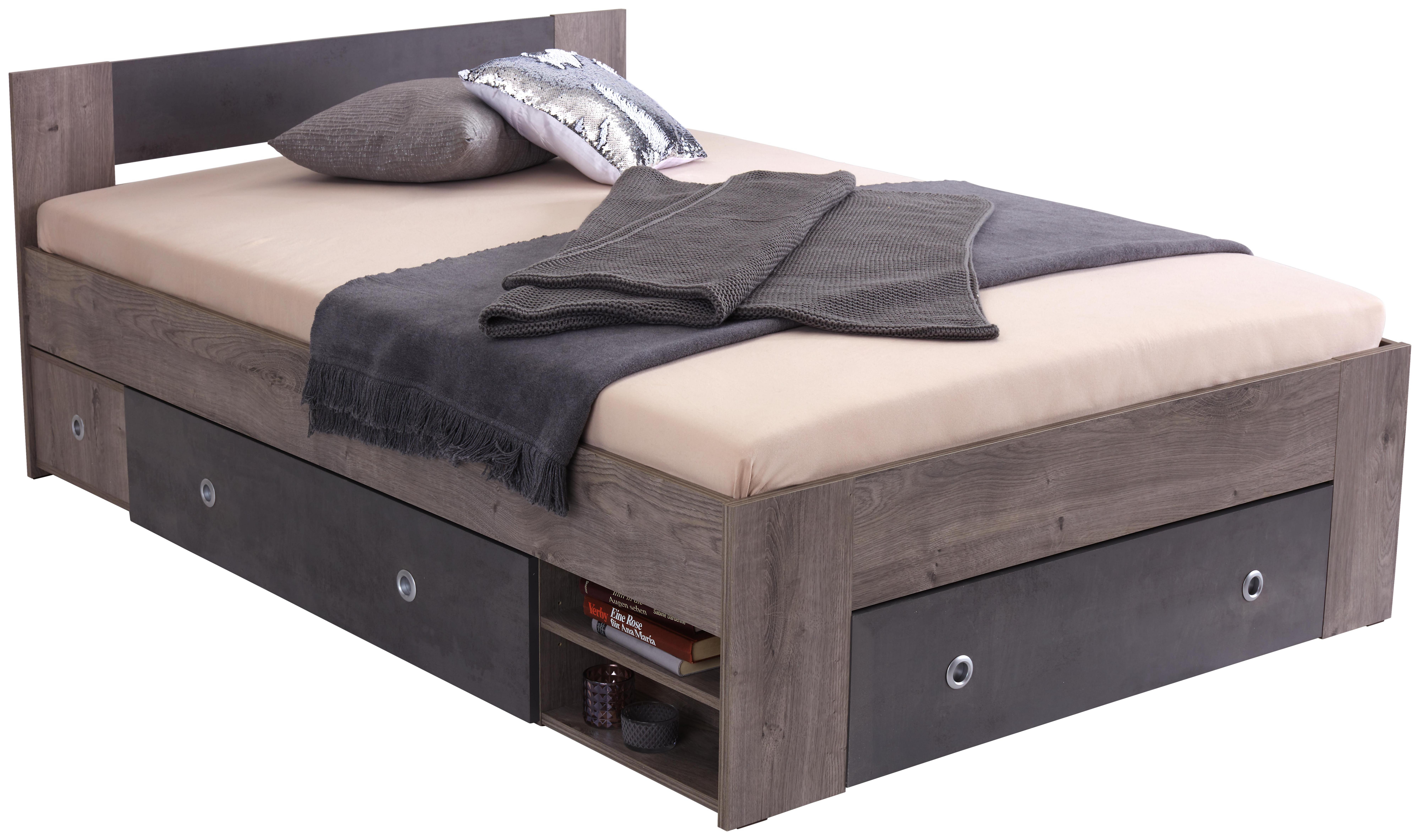 Ágykeret Azurro 140 - Sonoma tölgy, modern, Faalapú anyag (204/75/145cm)