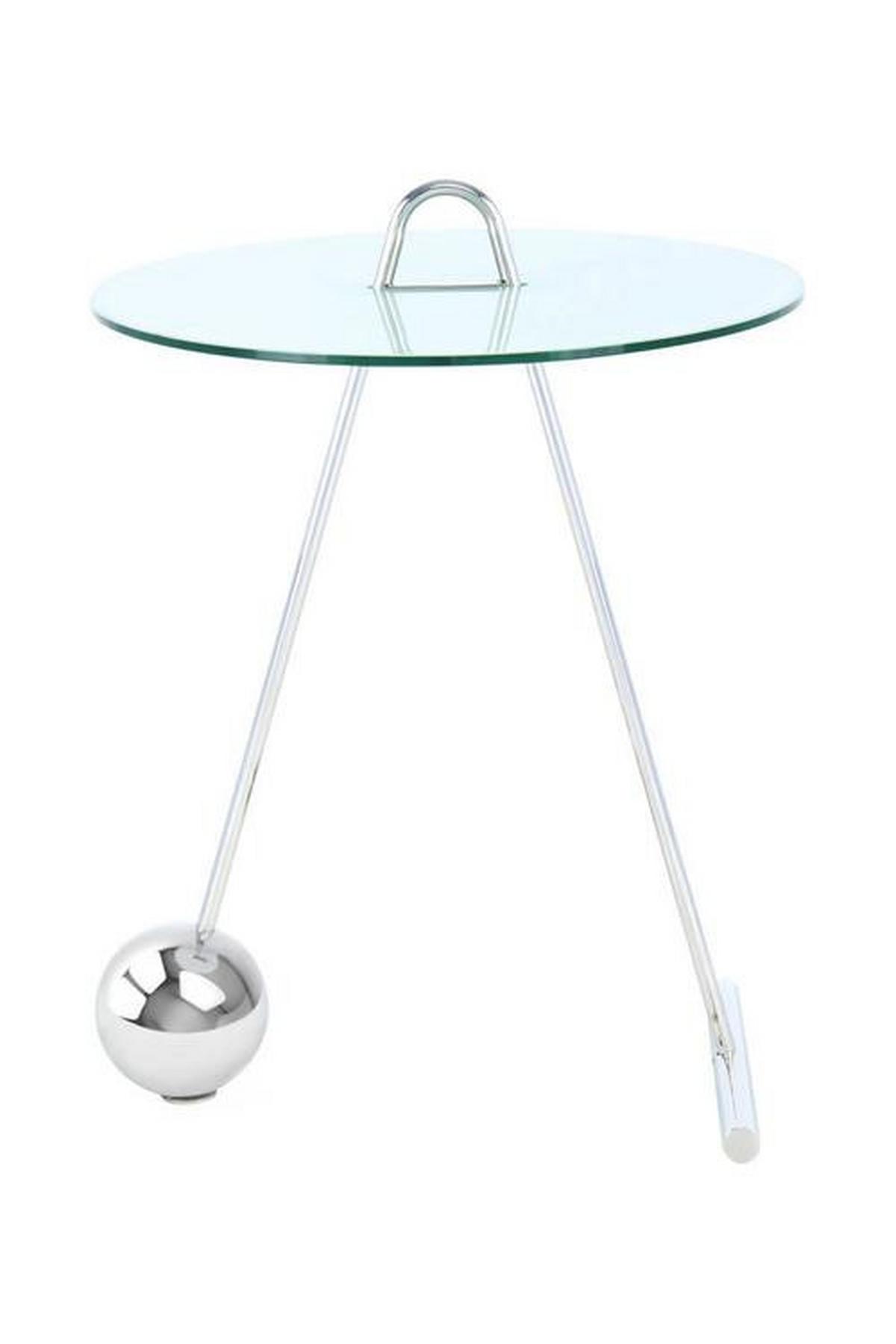 Beistelltisch Pendulum Silberfarben/weiß - Silberfarben/Weiß, Basics, Glas/Metall (46/46/60cm) - Kayoom