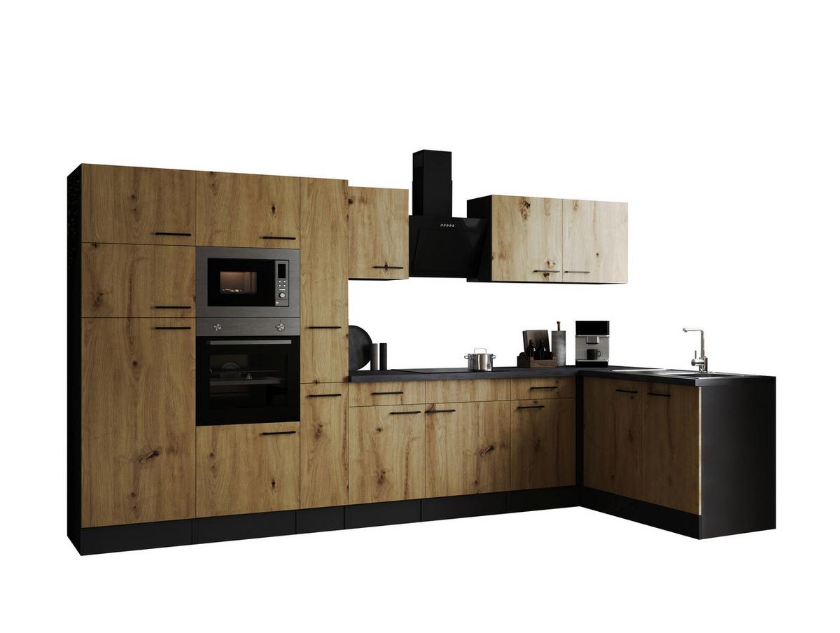 Eckküche Oliver Artisan Dekor S: 370x172 Cm - Eiche Artisan/Grau, Design, Holzwerkstoff (370/172cm) - Respekta