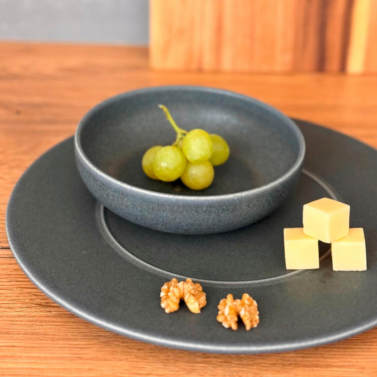 Tellerset Unico Anthrazit 4-teilig - Anthrazit, Basics, Keramik - Mäser