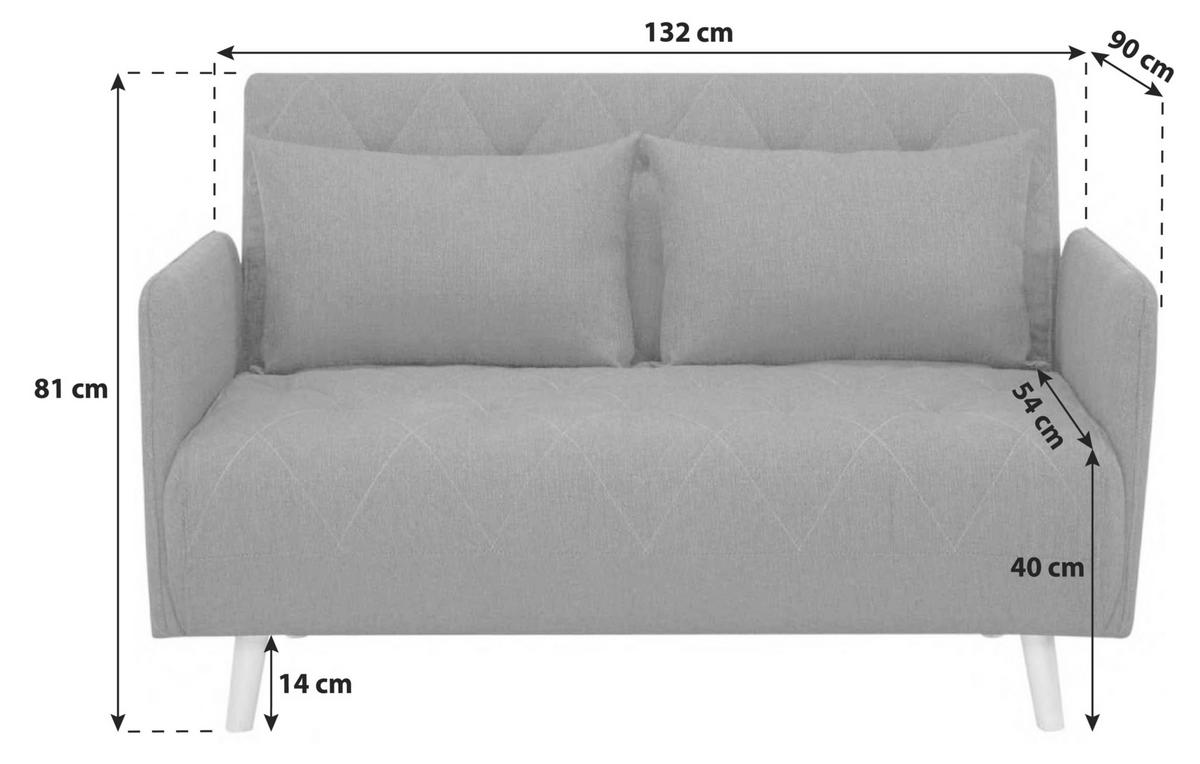 2-sitzer-sofa Mit Schlaffunkt. Dorry Mit Kissen Schwarz - Schwarz/Naturfarben, MODERN, Holz/Textil (132/81/90cm) - Luca Bessoni