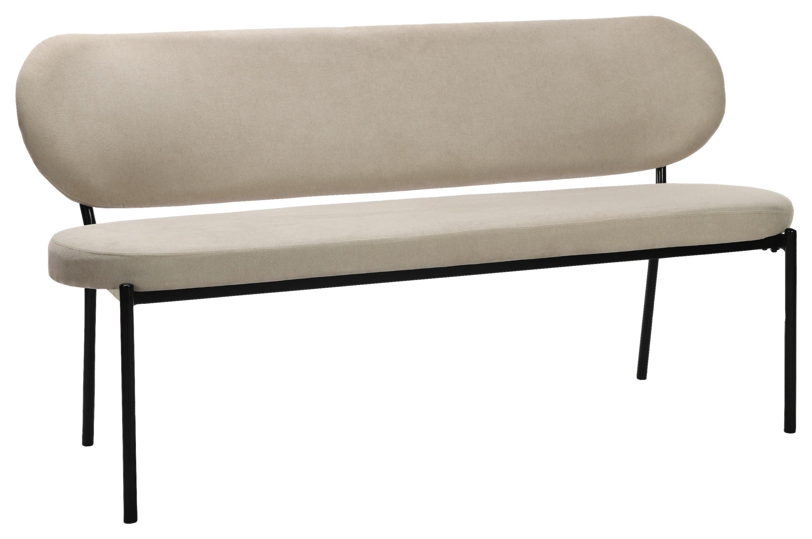 Sitzbank Jersey Schwarz, Taupe B: 160 cm - Taupe/Schwarz, Design, Textil/Metall (160/82/62cm) - MID.YOU