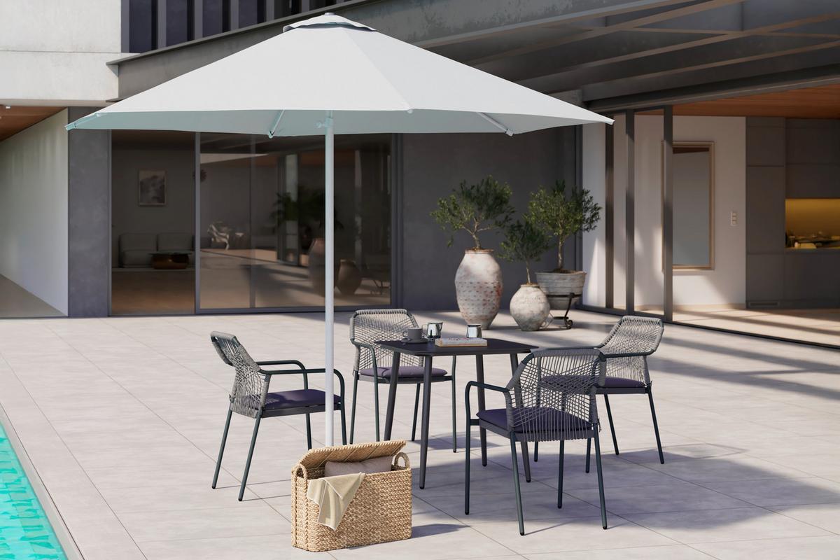 Sonnenschirm Sunny Dm: 259 Cm H: 239cm Grau - Hellgrau, MODERN, Textil/Metall (268/239cm) - Luca Bessoni
