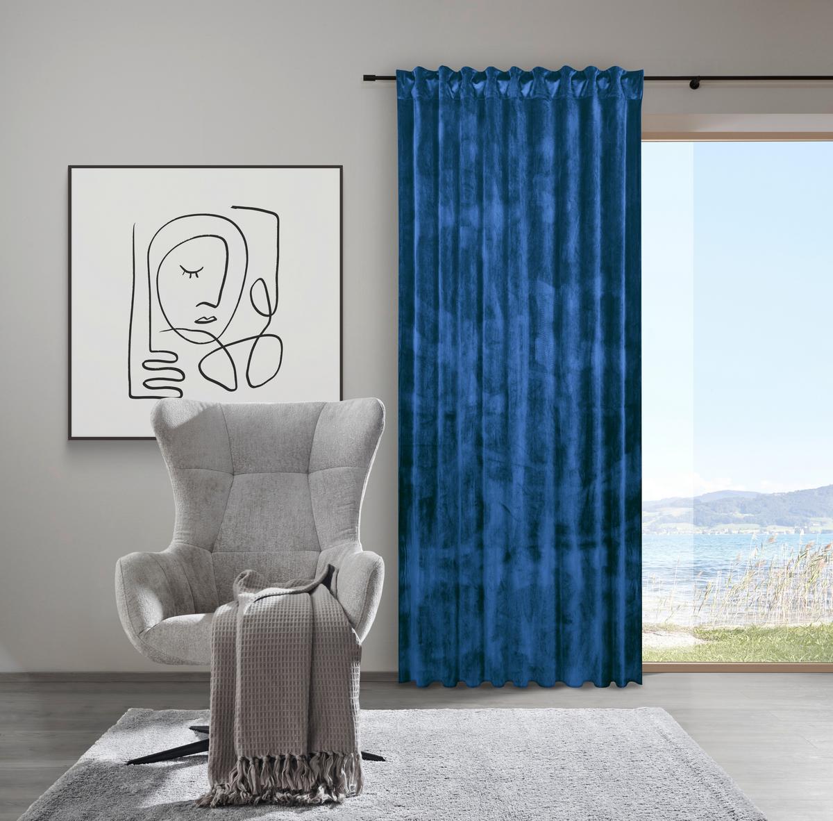 HOTOVÝ ZÁVES VIOLA - modrá, Konventionell, textil (140/245cm) - Premium Living