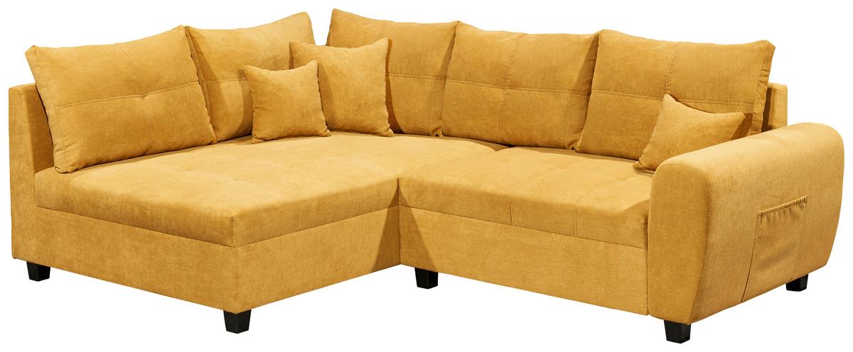 Ecksofa Inkl. Kissen Und Hocker Lea, Polyester-Nylon - Gelb/Schwarz, Basics, Holzwerkstoff/Textil (176/248cm) - MID.YOU