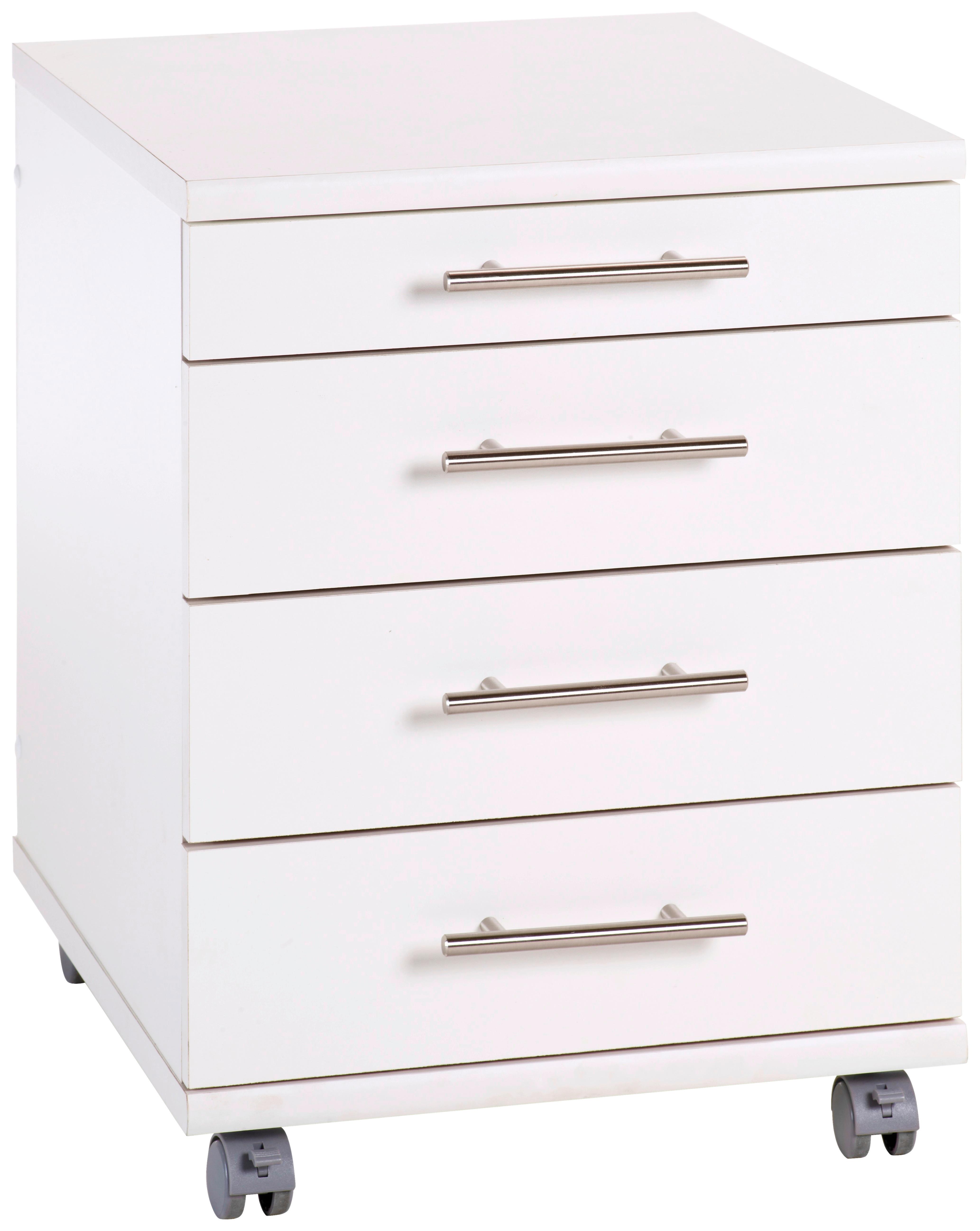 Rollcontainer Weiß Serie 500 41,6x56,9x50 cm - Weiß, Basics, Holzwerkstoff/Kunststoff (41,6/56,9/50cm) - MID.YOU