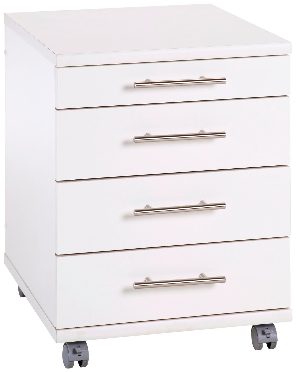 Rollcontainer Weiß Serie 500 41,6x56,9x50 Cm - Weiß, Basics, Holzwerkstoff/Kunststoff (41,6/56,9/50cm) - MID.YOU