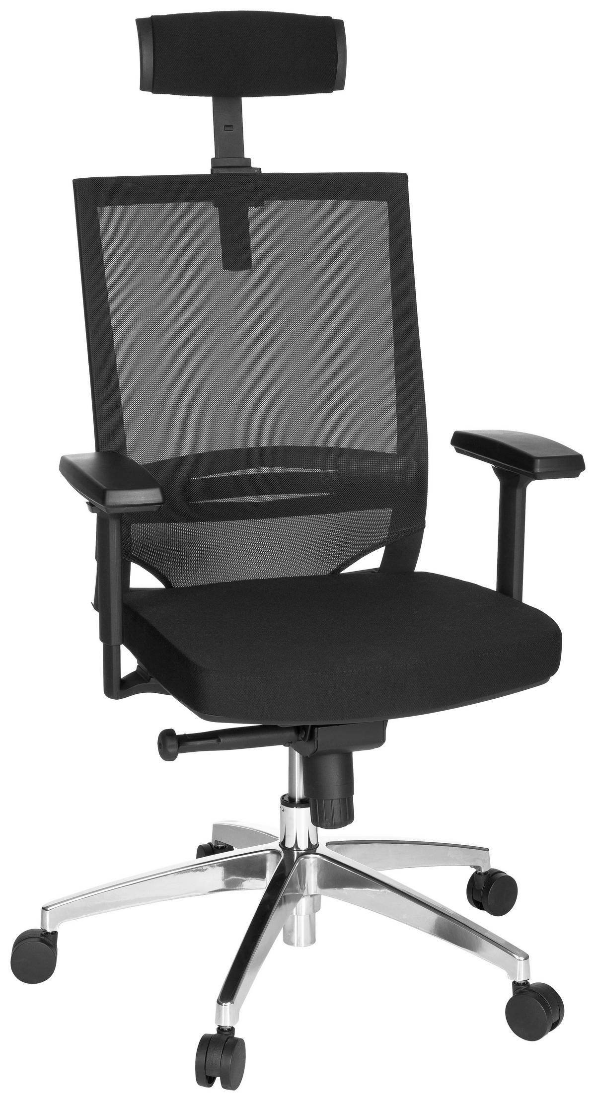 Drehstuhl Porto Max High Schwarz - Alufarben/Schwarz, MODERN, Kunststoff/Textil (63/113/65cm) - MID.YOU