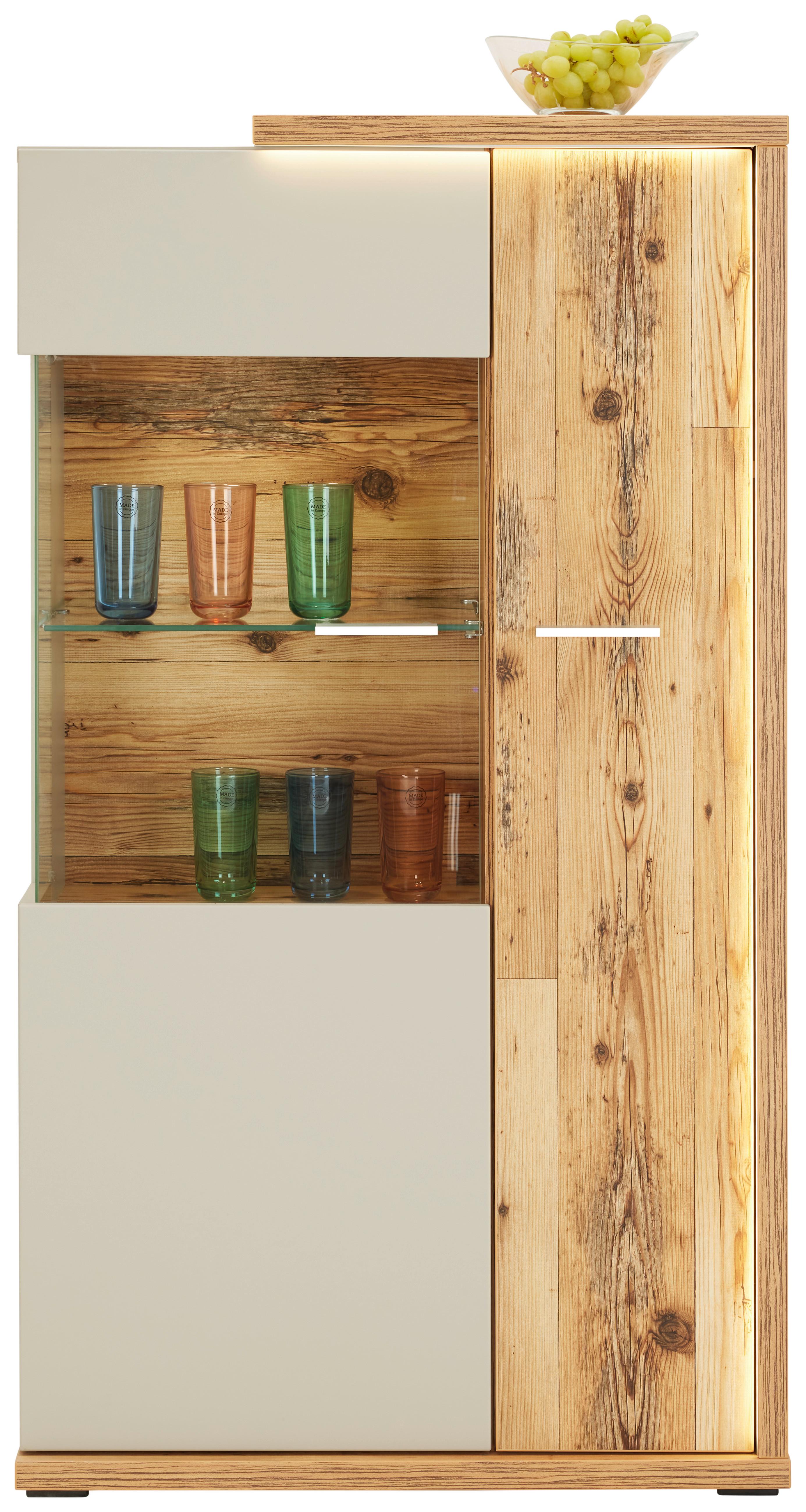 Vitrine Ambiente B: 73,5 cm mit Led Alpine Lodge Dekor - MODERN, Glas/Holzwerkstoff (73,5/131,6/43,6cm)