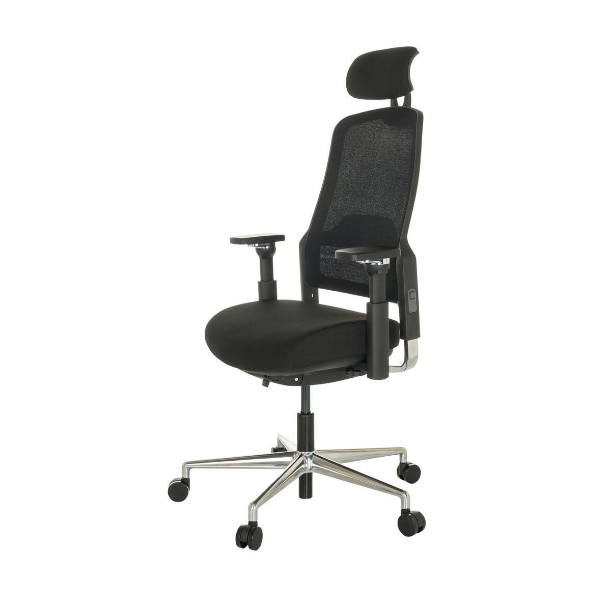 Drehstuhl Teraro Ax - Silberfarben/Schwarz, Basics, Kunststoff/Textil (65/111-126/61cm) - MID.YOU