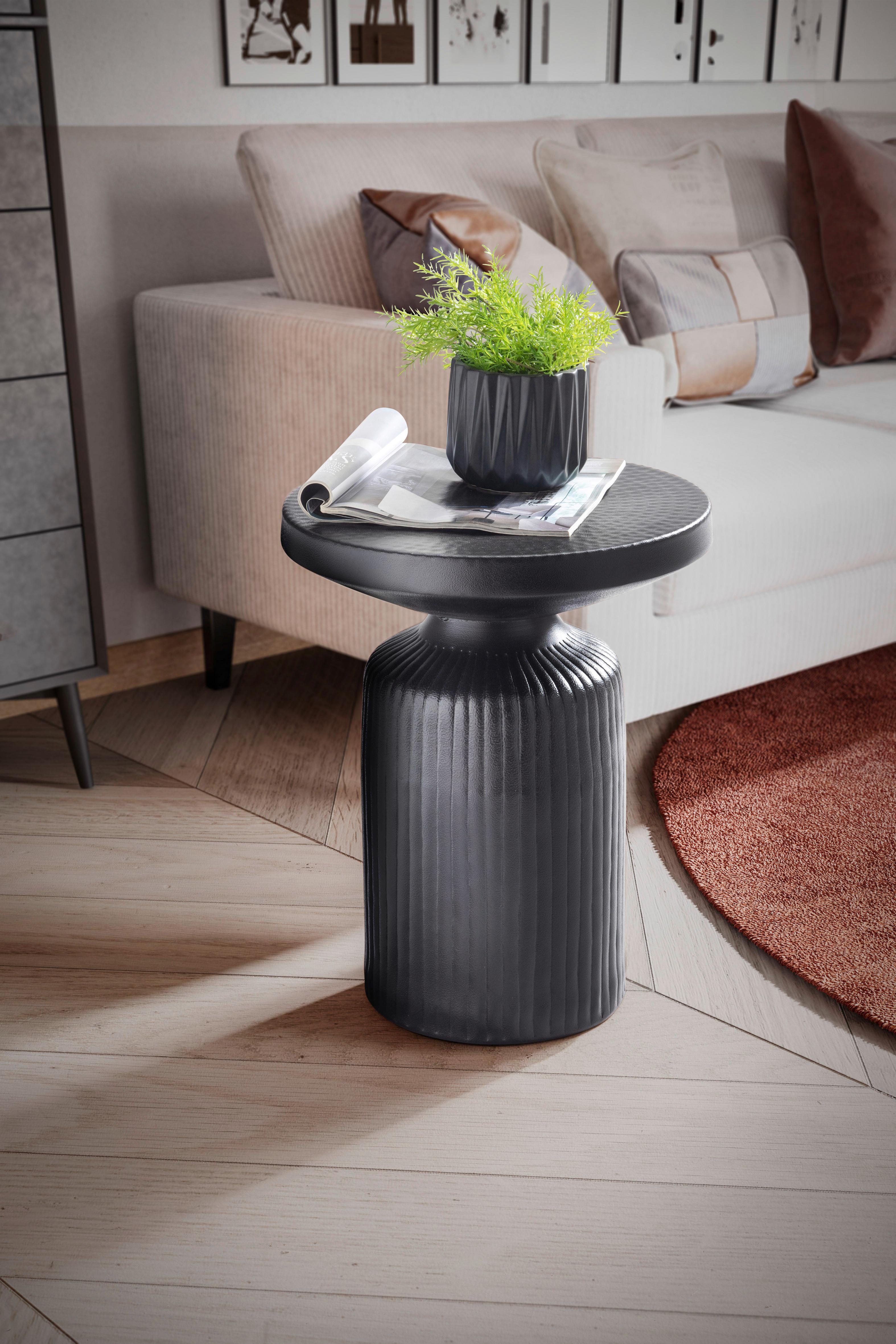 Beistelltisch Aluminium Schwarz D: 40 cm - Schwarz, Design, Metall (40/30cm) - MID.YOU