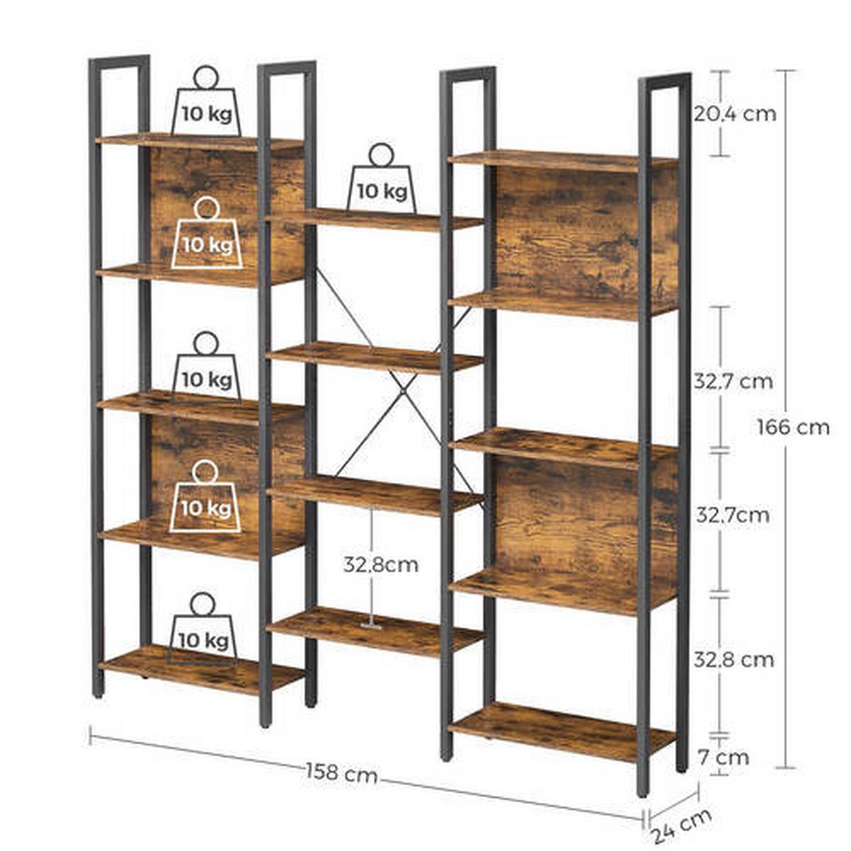 Regal Regal B: 158 cm Braun/Schwarz - Schwarz/Braun, Trend, Holzwerkstoff (158/166/24cm) - Boxxx