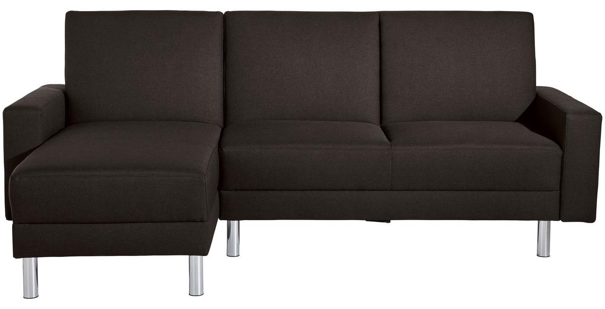 Ecksofa mit Schlaffunktion Just Fashion Dunkelbraun - Chromfarben/Dunkelbraun, KONVENTIONELL, Textil (152/230cm) - Max Winzer