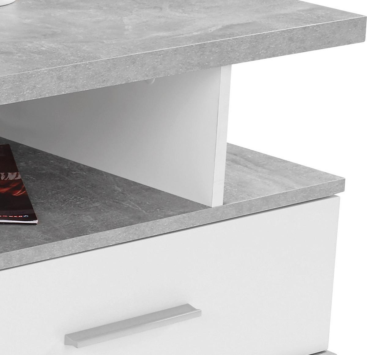 Couchtisch mit Stauraum Iguan, Betonoptik/Weiß - Weiß/Grau, MODERN, Holzwerkstoff (110/45/67cm)