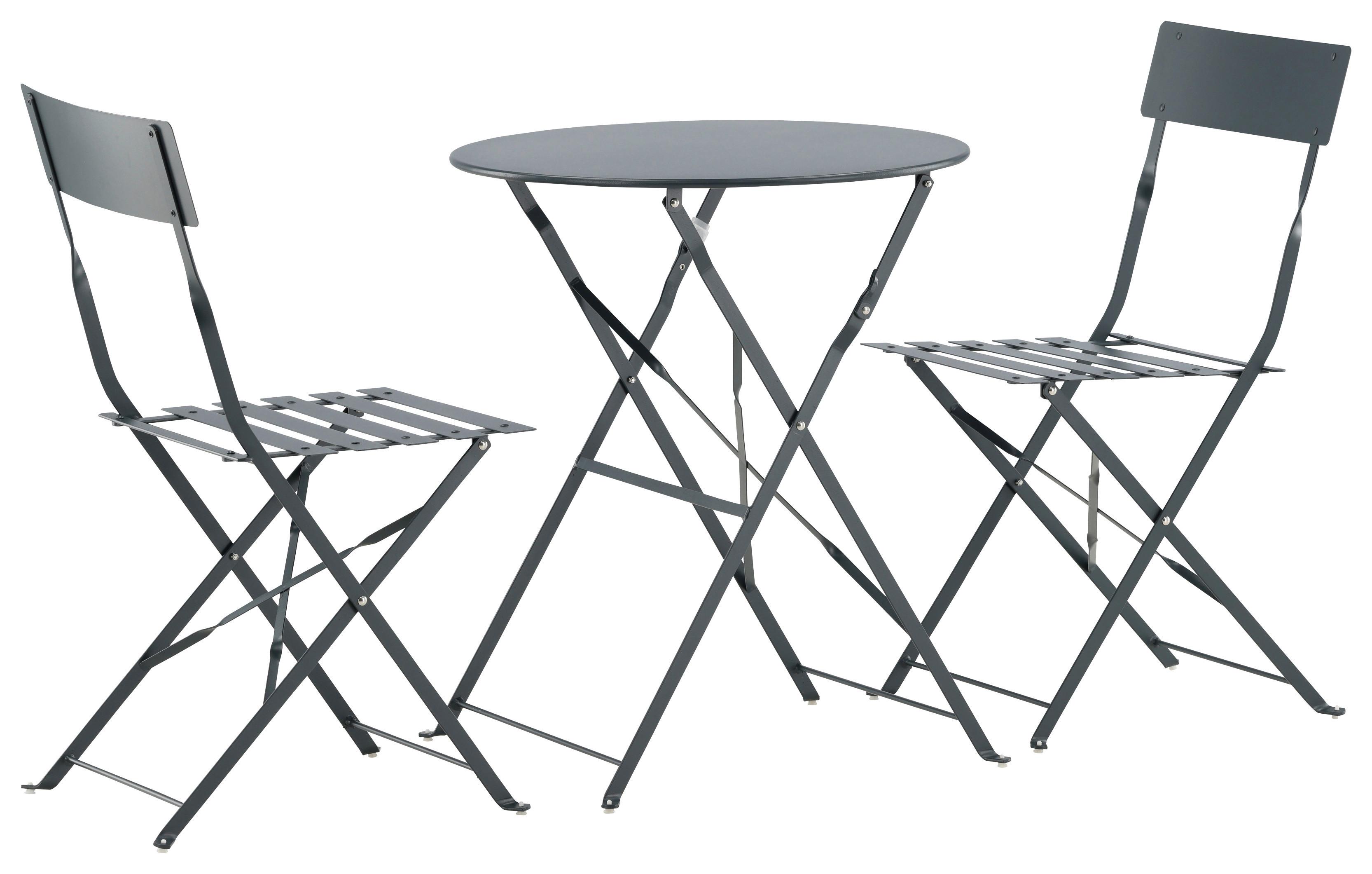 Balkonset 3-Tlg. Marseille aus Stahl - Dunkelgrau, KONVENTIONELL, Metall - Gardenson