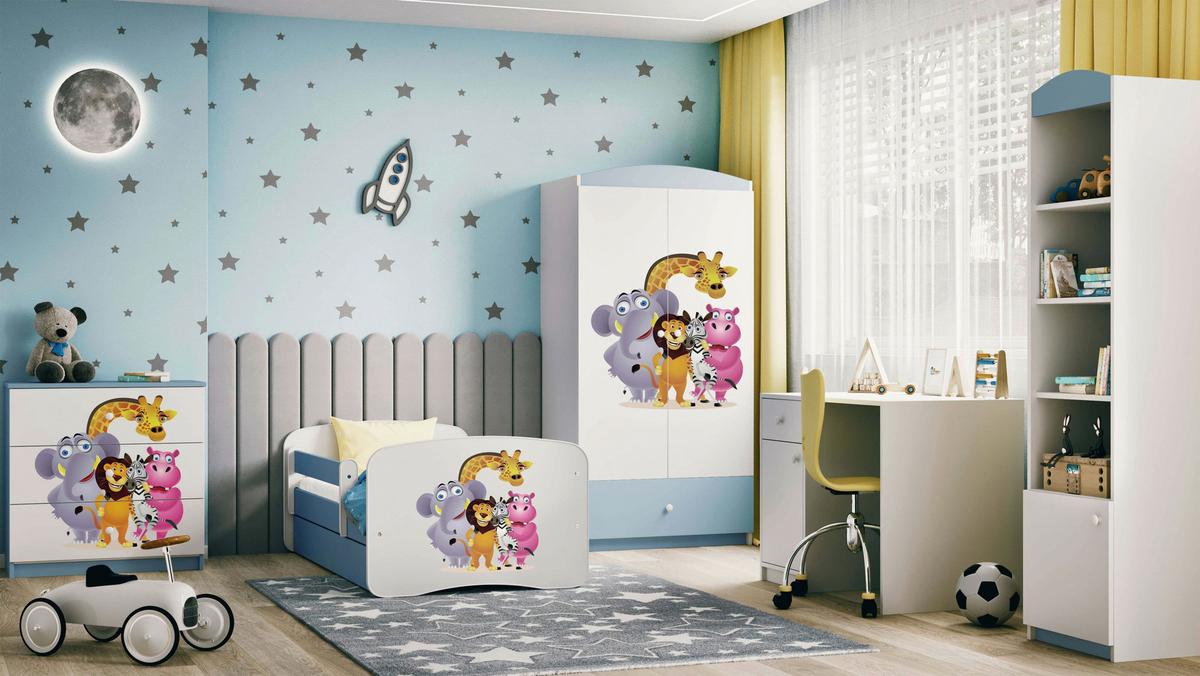 Kinder-/Juniorbett Babydreams inkl. Matratze 80x160 - Blau/Birkefarben, MODERN, Holz/Holzwerkstoff (80/160cm) - MID.YOU