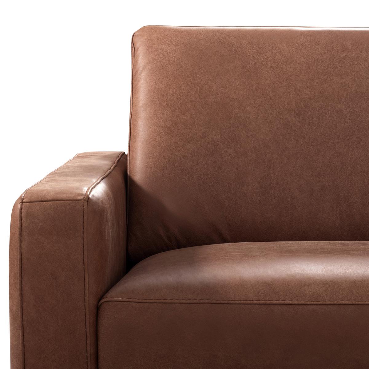 3-Sitzer-Sofa Spring, Dunkelbraun B: 187 cm - Dunkelbraun/Schwarzchrom, Design, Leder (187/85/92cm) - Livetastic