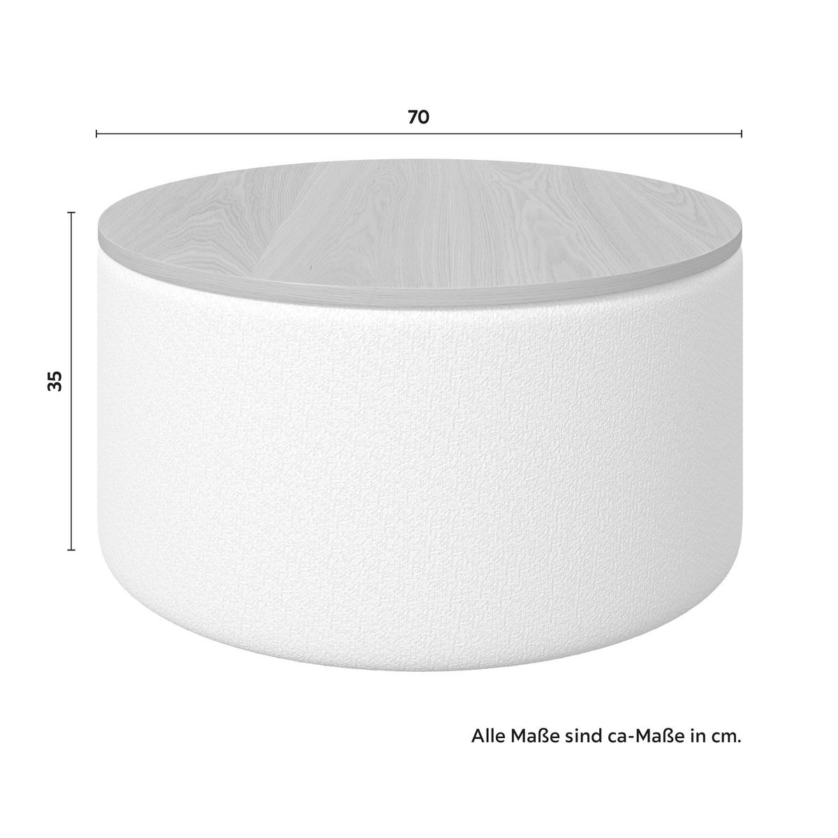 Konferenční stolek Elliot, P: 70 cm - bílá/přírodní barvy, Moderní, dřevo/kompozitní dřevo (70/70/35cm) - Bessagi Home