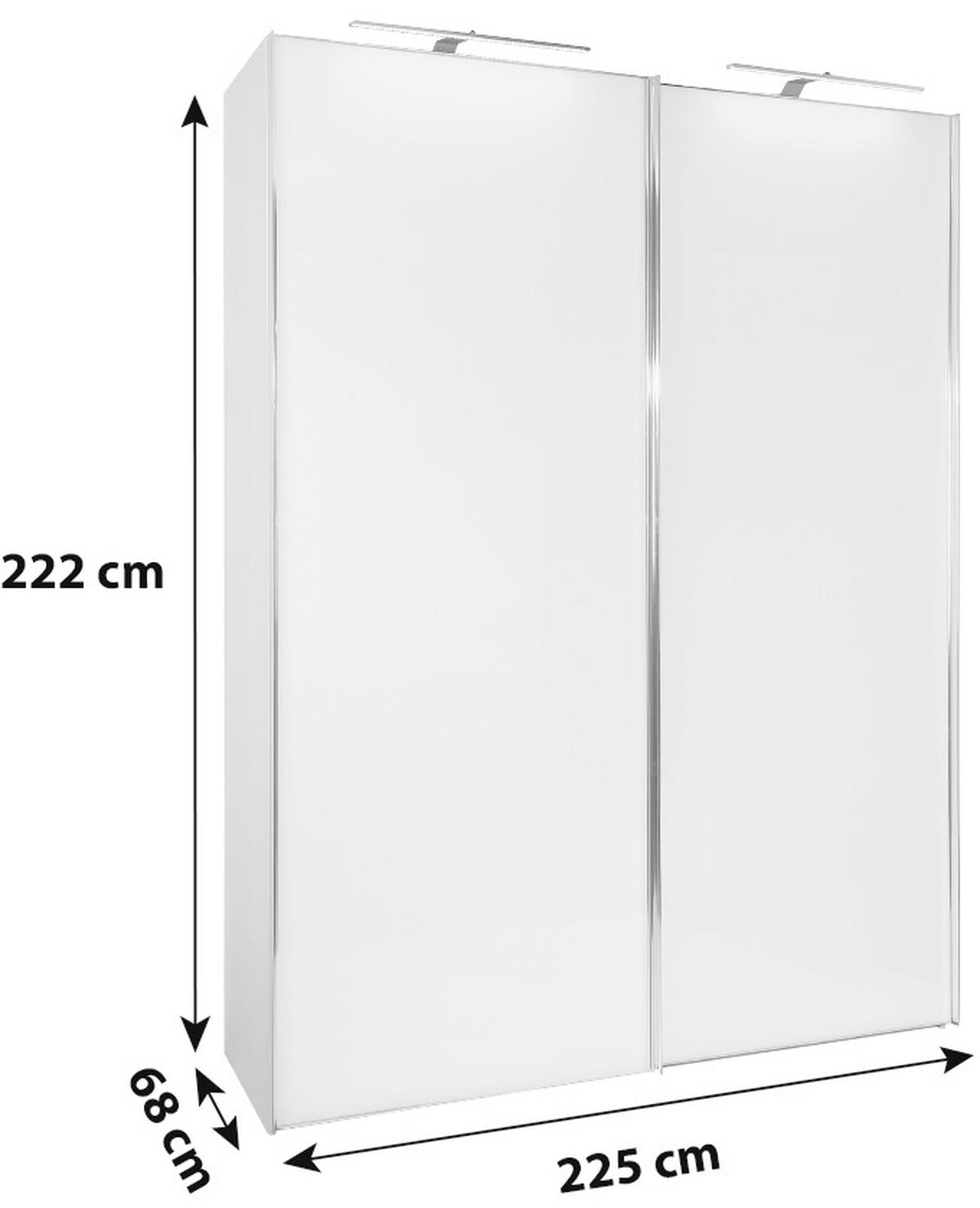 Schwebetürenschrank Glasfront B: 225 Cm Sonate, Weiß - Weiß, MODERN, Holz/Holzwerkstoff (225/222cm) - Luca Bessoni