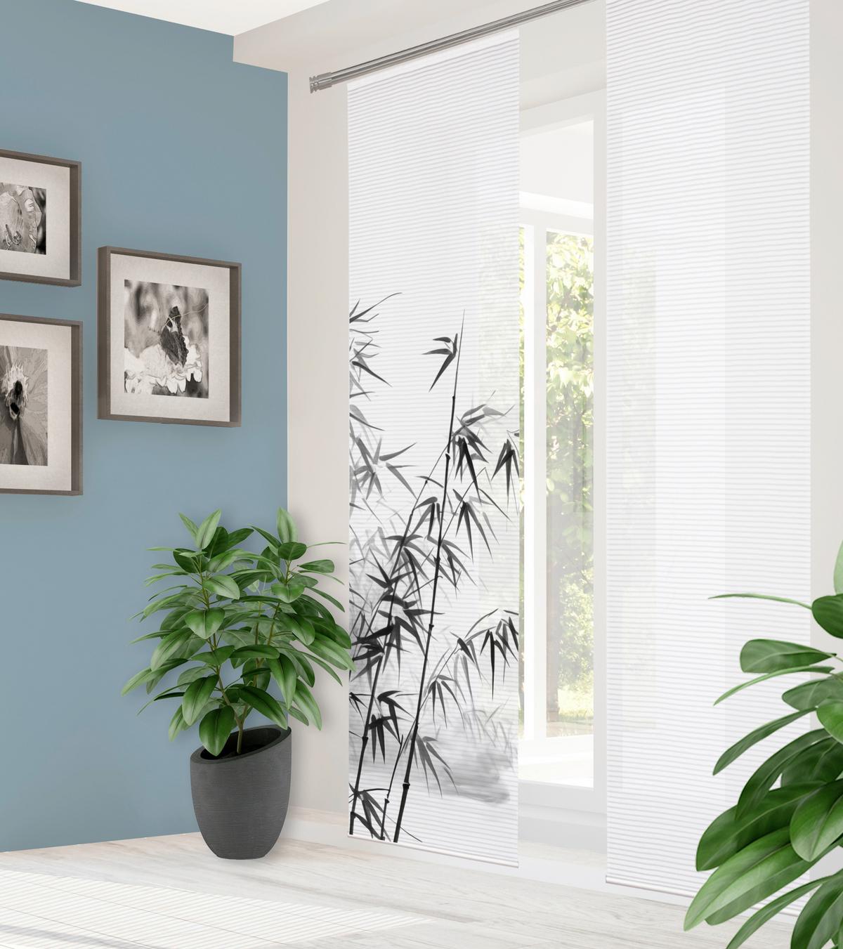 Flächenvorhang Rufus - Grau Hochglanz/Weiß, Natur, Textil (60/245cm)